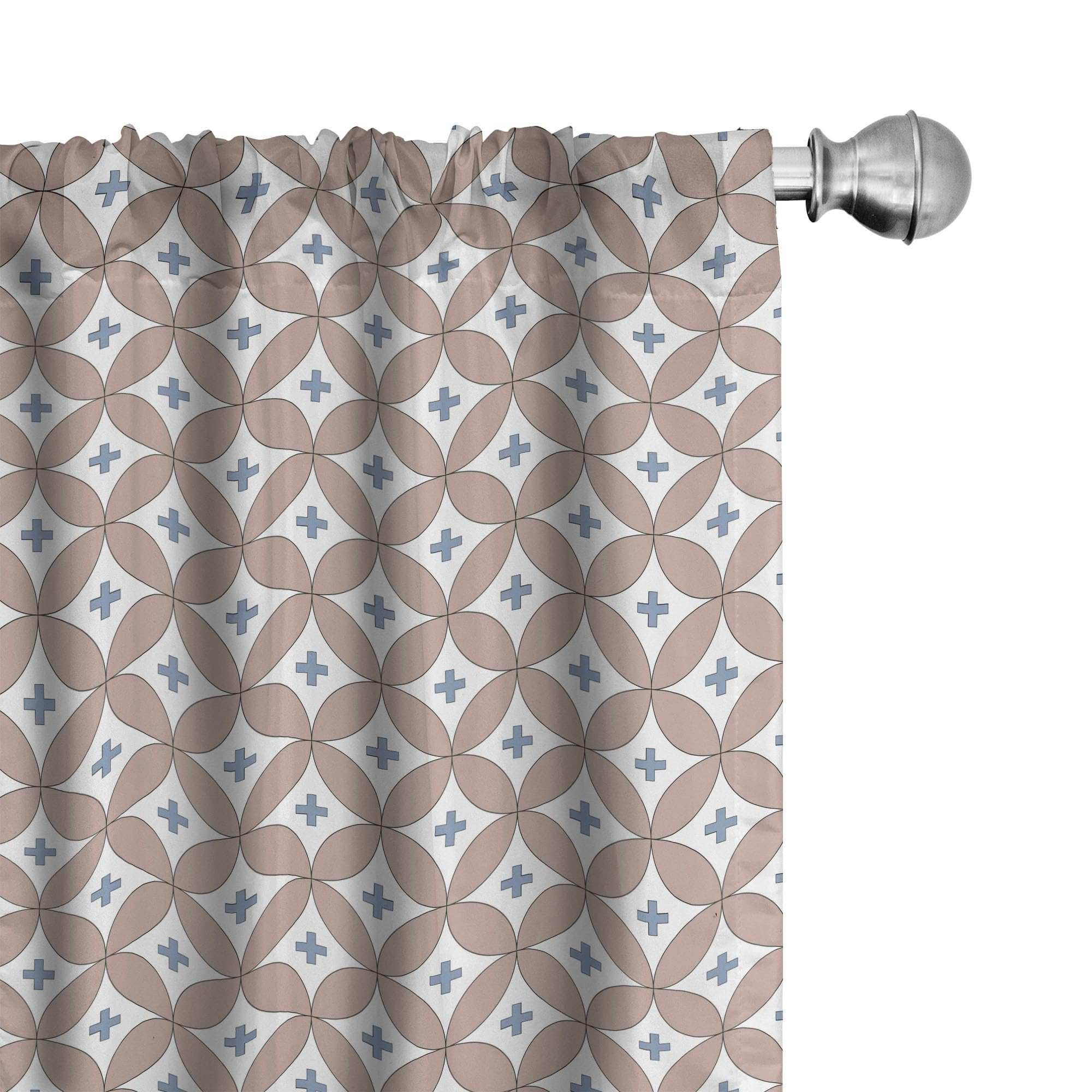 Ambesonne Geometric Window Curtains - Abstract Entwined Circles with Plus Signs Design | Lightweight 2-Panel Set with Rod Pocket | 28