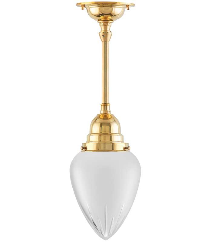 Vintage Brass Pendant Light - 80W Bathroom Ceiling Lamp with Matte Glass Shade for Modern & Farmhouse Decor | Perfect for Bathroom, Kitchen, or Entryway Lighting