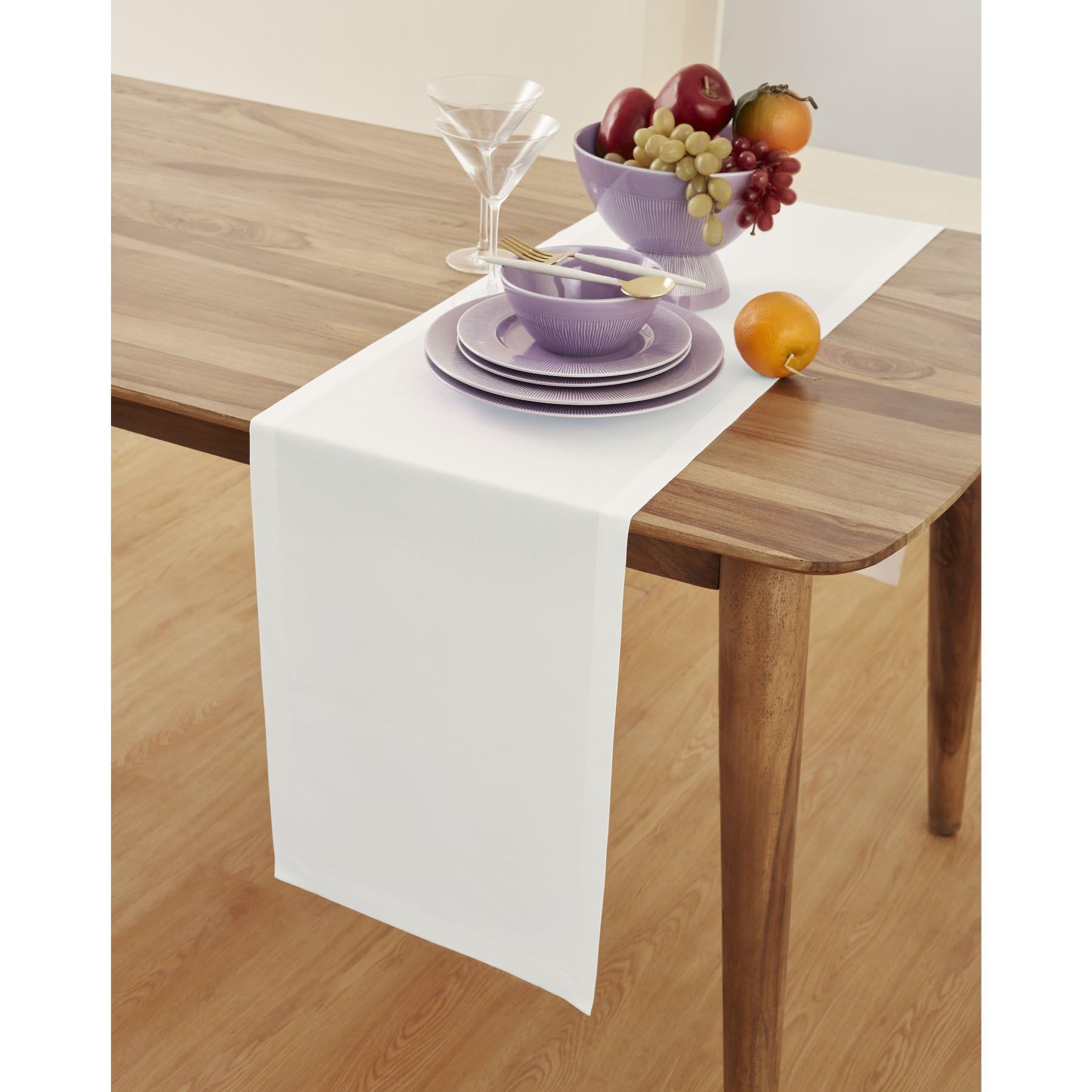 Solino Home 72 Inch Cotton Linen Table Runner - White & Beige Striped Dining Table Decor for Wedding, Party, Easter, Mother's Day - Perfect for Farmhouse, Rustic & Spring Home Decorations (14