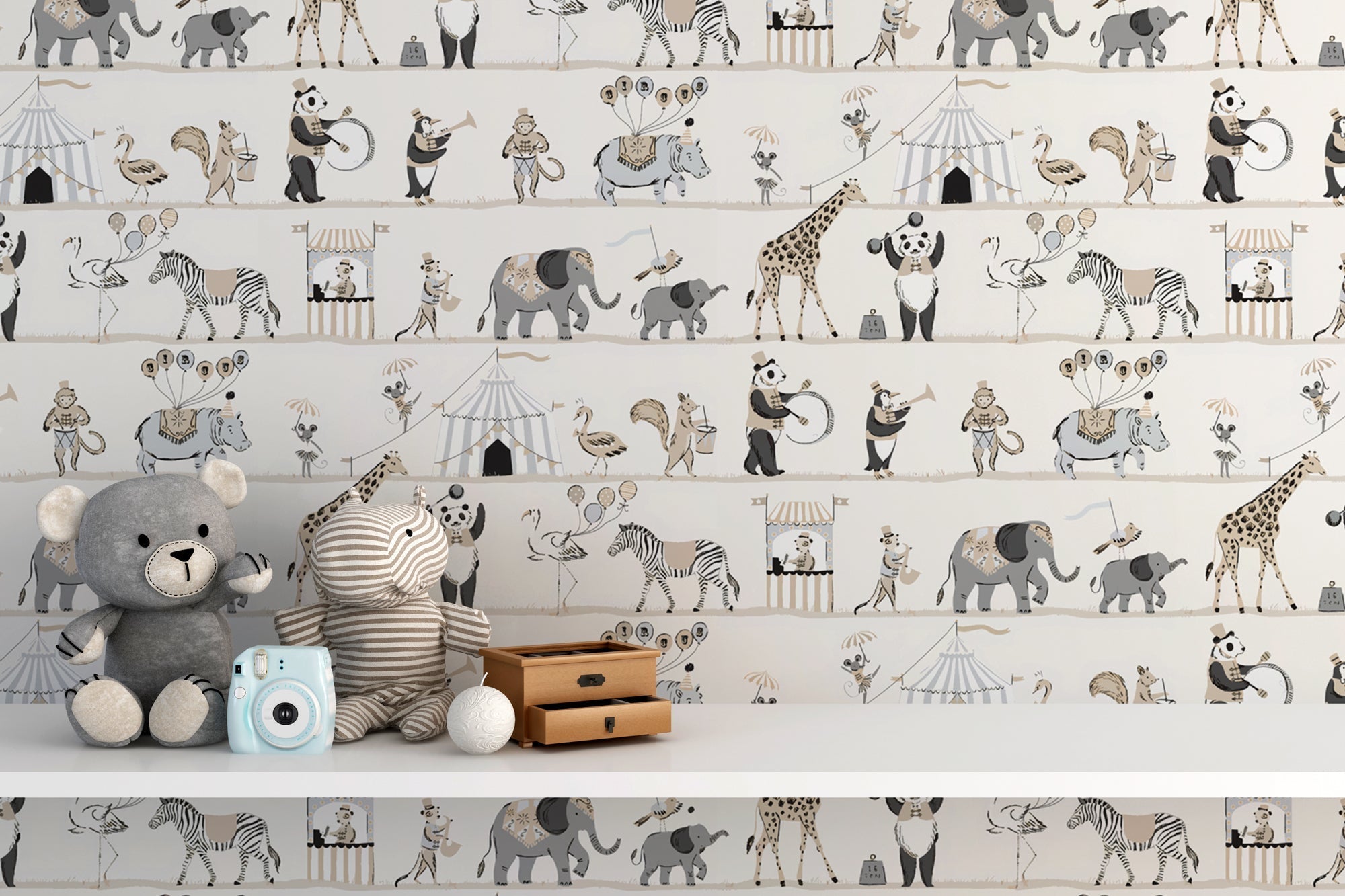 Animal Circus Kids Room Wallpaper Mural - Colorful Jungle Theme Wall Decals for Nursery & Playroom Decor - Perfect for Boys & Girls Bedrooms