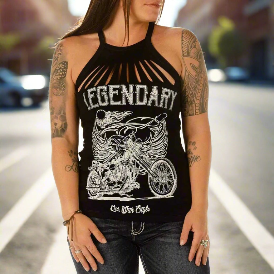 Liberty Wear Women's Ghost Rider Graphic Tank Top - Soft Cotton Sleeveless Shirt for Casual Wear, Gym, and Summer Outfits