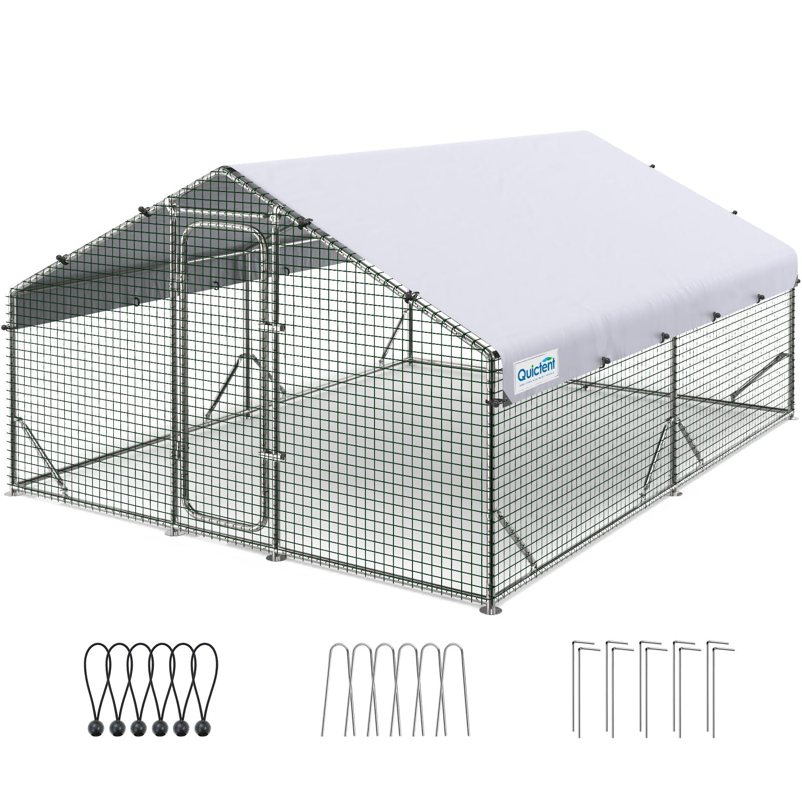 Quictent 12x9x6.6FT Large Walk-In Metal Chicken Coop for 20+ Poultry - Galvanized Hardware Cloth & Waterproof Roof Cover - Outdoor Hen House for Backyard Farm | Perfect for Free-Range Chickens, Ducks & Small Livestock