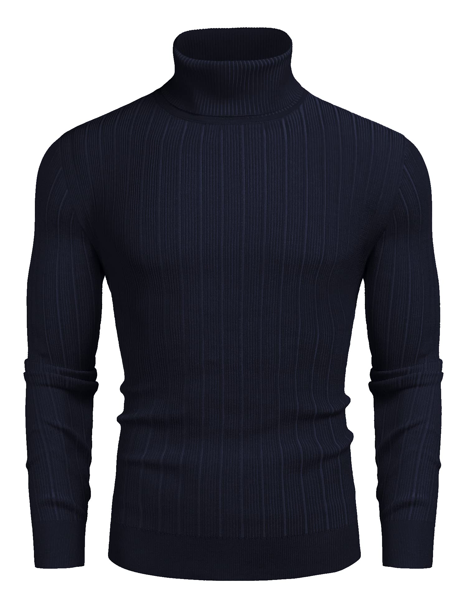 COOFANDY Men's Slim Fit Ribbed Knit Turtleneck Sweater - Winter Warm High Neck Pullover for Office, Dating & Casual Outfits