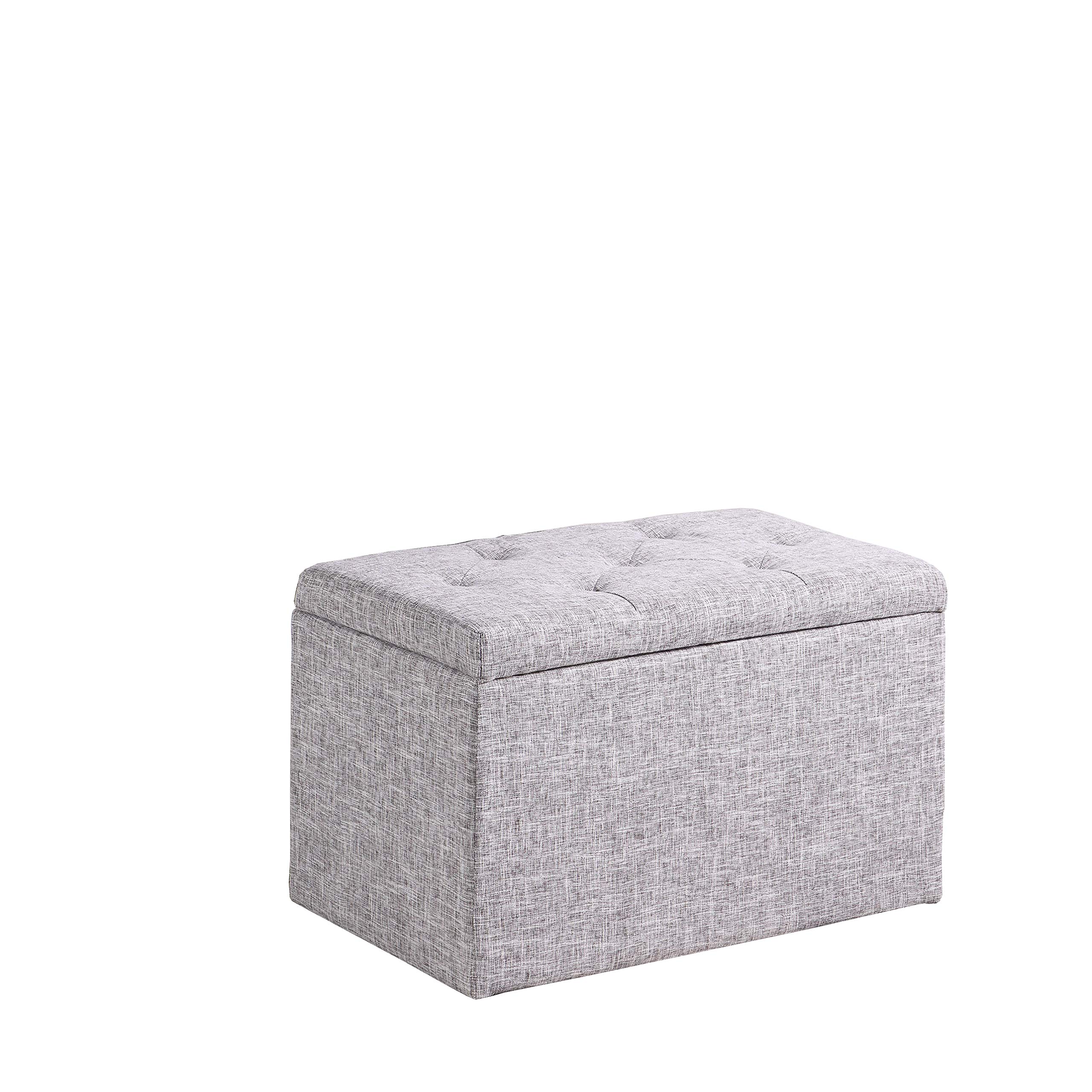 Ore International HB4782 18.5-Inch Light Gray Tufted Shoe Storage Bench with Gauze Fabric - Perfect for Entryway, Bedroom & Closet Organization