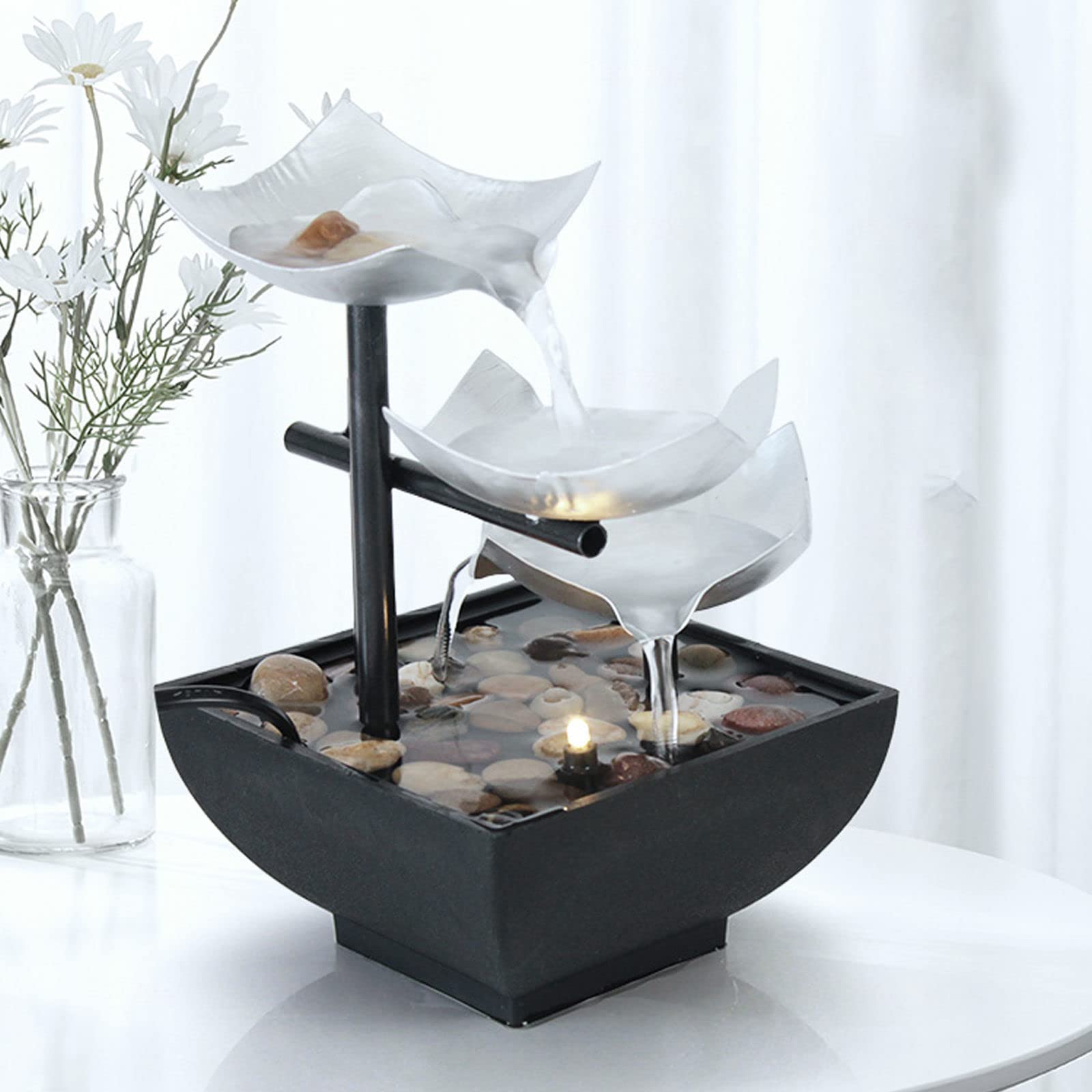 Indoor Tabletop Fountain with Small Waterfall - Relaxing Water Feature for Home & Office Decor | Perfect for Meditation, Yoga, and Stress Relief