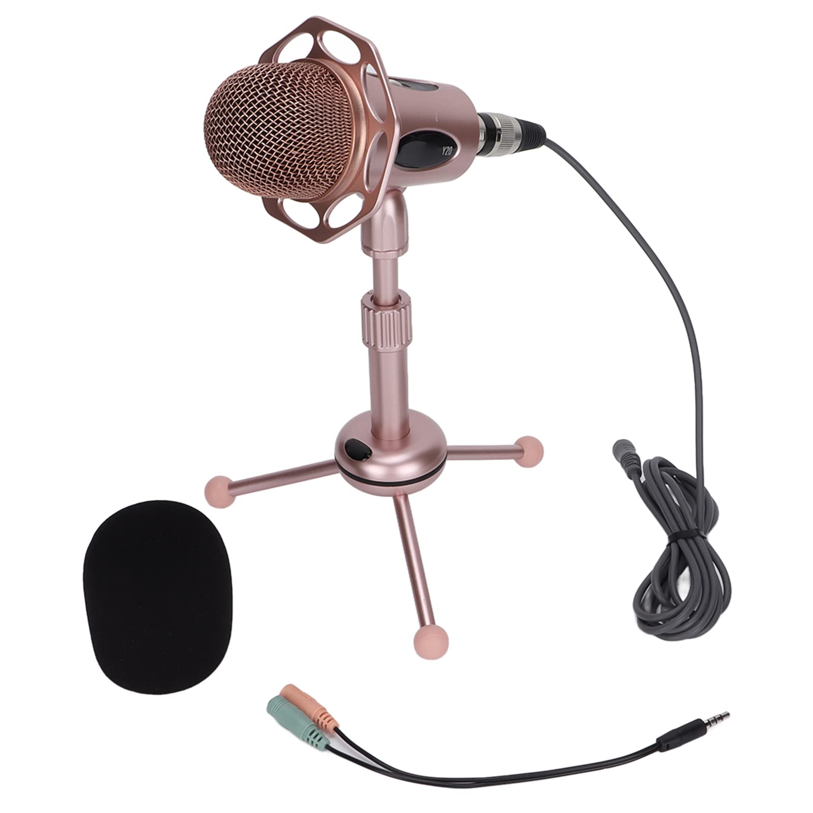 Heayzoki Professional Condenser Microphone - Omnidirectional 360° Low Noise Wired Mic for PC/Mac (Windows 7/8/10, OS X) - Plug & Play USB Podcast Mic for Streaming, Gaming & Voice Recording