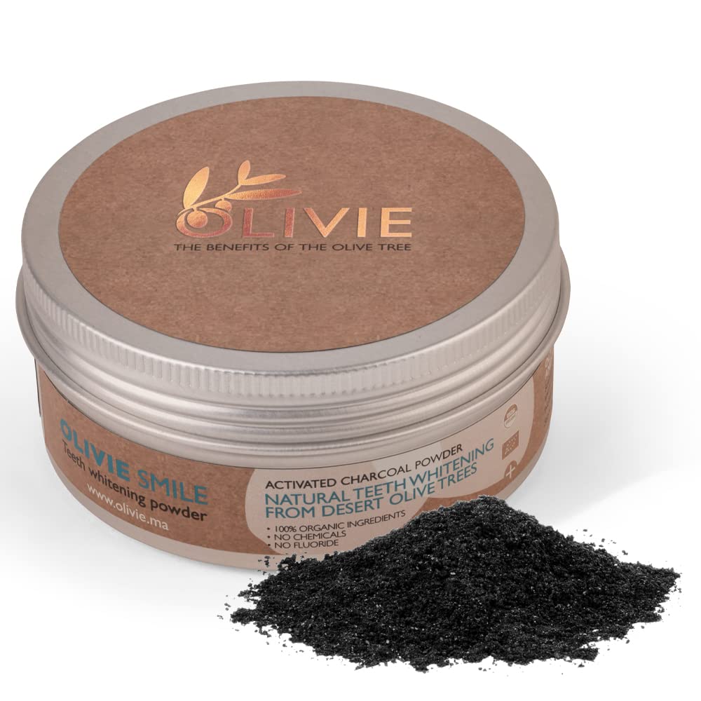 Olivie Smile Organic Activated Charcoal Powder for Teeth Whitening - Natural Toothpaste Alternative, Fluoride & Chemical Free (1.8 oz) | Whitens Teeth, Freshens Breath | Perfect for Daily Oral Care & Natural Smile Enhancement