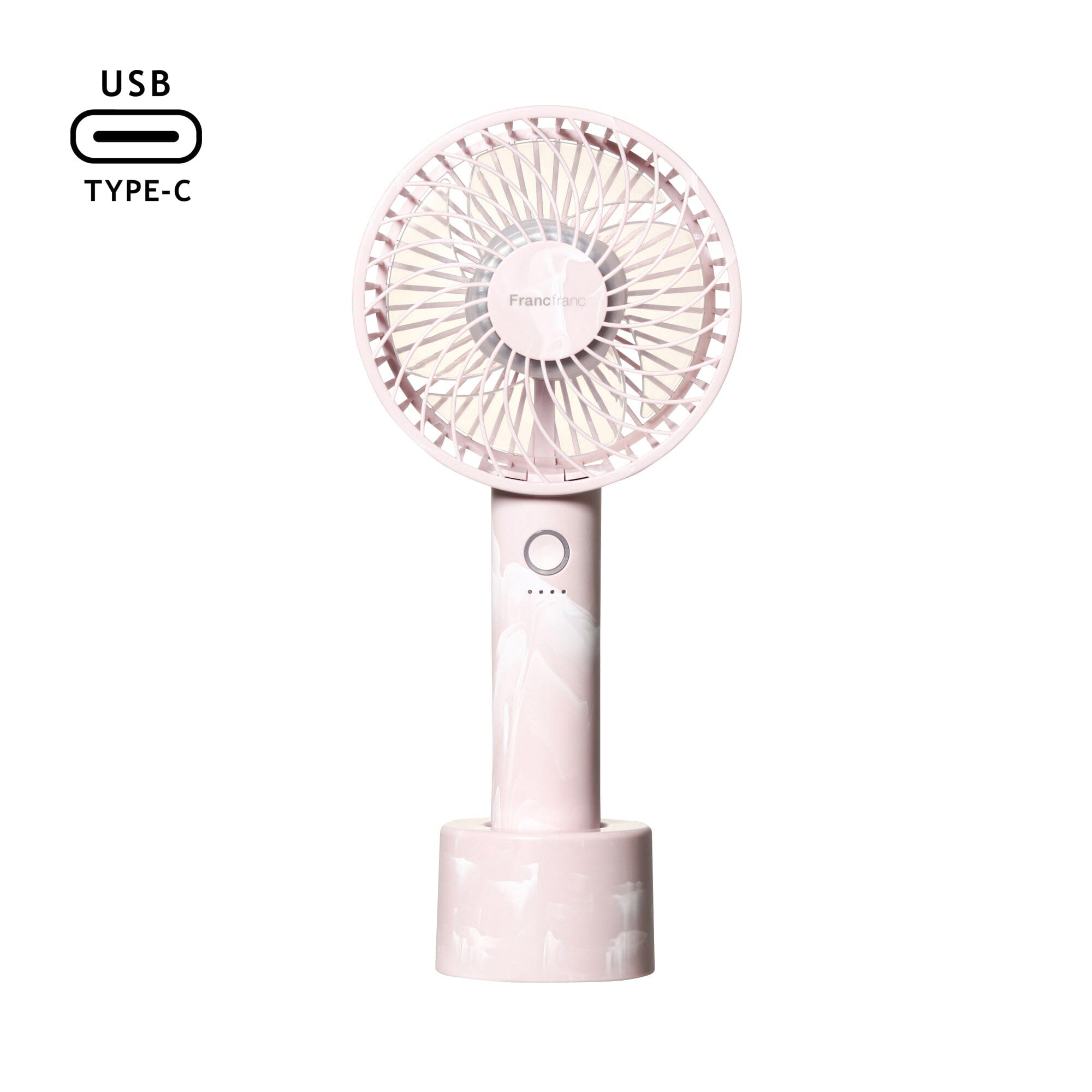 FRAIS Portable Handheld Fan - Mini USB Rechargeable Personal Fan, Marble Pink - Perfect for Travel, Office, and Outdoor Activities