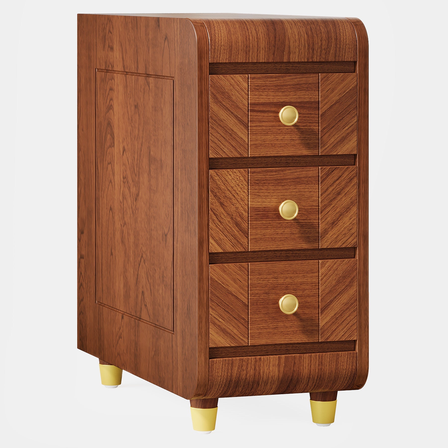 3 Drawer End Table - Small Classic Sofa Side Table & Bedside Nightstand with Storage | Perfect for Living Room, Bedroom & Office Use