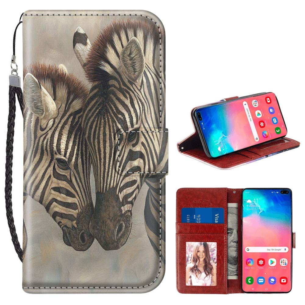 Samsung Galaxy S10+ Wallet Case - PU Leather Card Holder with Kickstand & Wrist Strap | Slim Protective Phone Cover for Galaxy S10 Plus | Perfect for Work, Travel & Everyday Use
