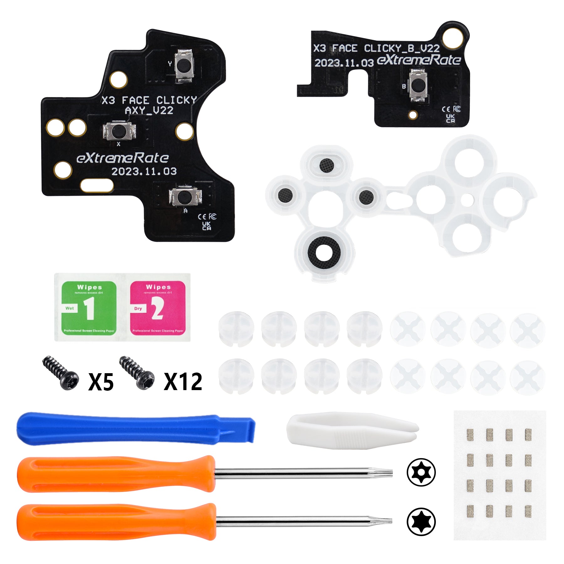 eXtremeRate ABXY Clicky Kit V2 for Xbox Core Controller & Xbox Series X/S (Model 1914) & Xbox One X/S (Model 1708) - Enhanced Tactile Feedback for Gaming, Streaming & Competitive Play