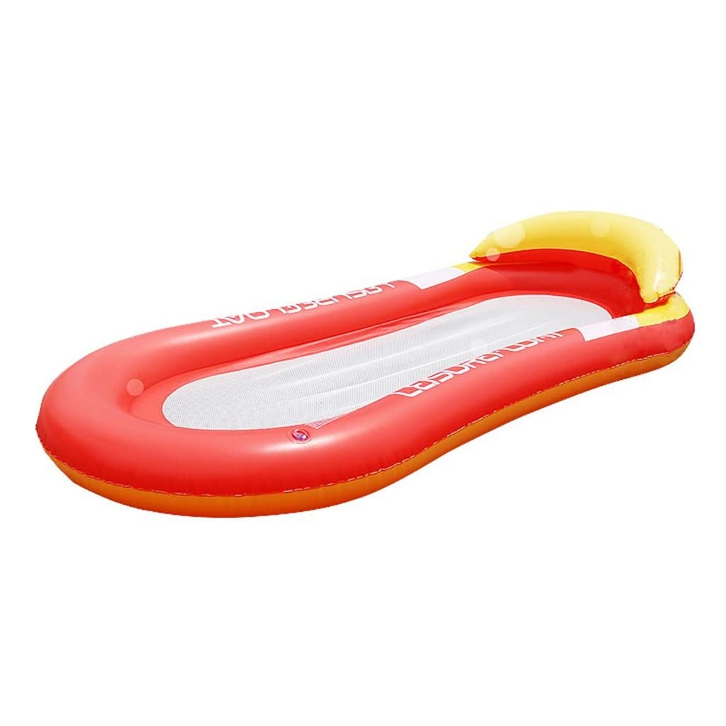 **Inflatable PVC Water Hammock - Floating Pool Lounger & Air Mattress for Adults & Kids - Foldable Beach Float Chair, Swimming Raft (Red) - Perfect for Pool Relaxation, Beach Lounging & Summer Fun**