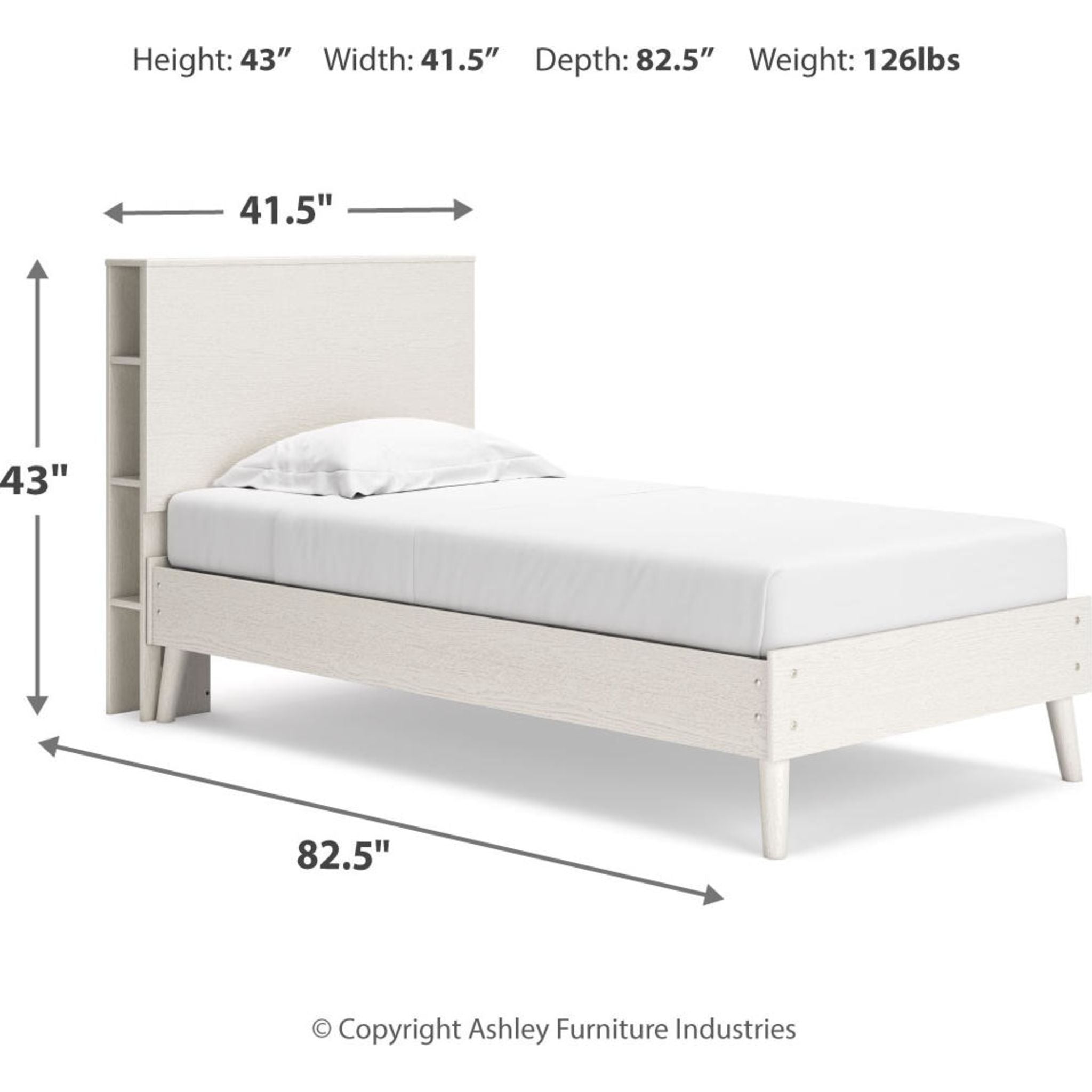 Aprilyn Twin Bookcase Bed in White - Space-Saving Kids Bedroom Furniture for Small Rooms & Dorm Decor