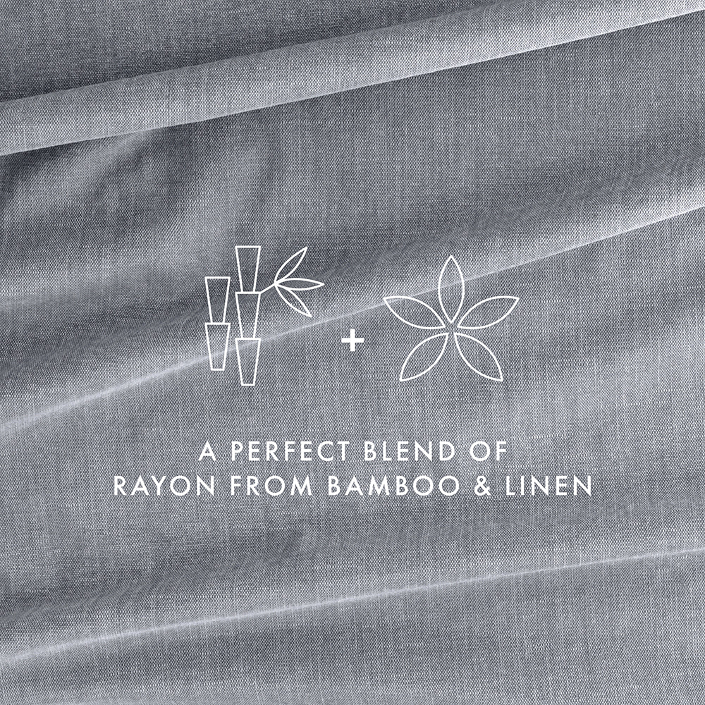 Premium 4-Piece Linen Bamboo Blend Sheet Set - Soft, Breathable & Eco-Friendly Bedding for Comfortable Sleep - Perfect for Master Bedroom, Guest Room & Dorm