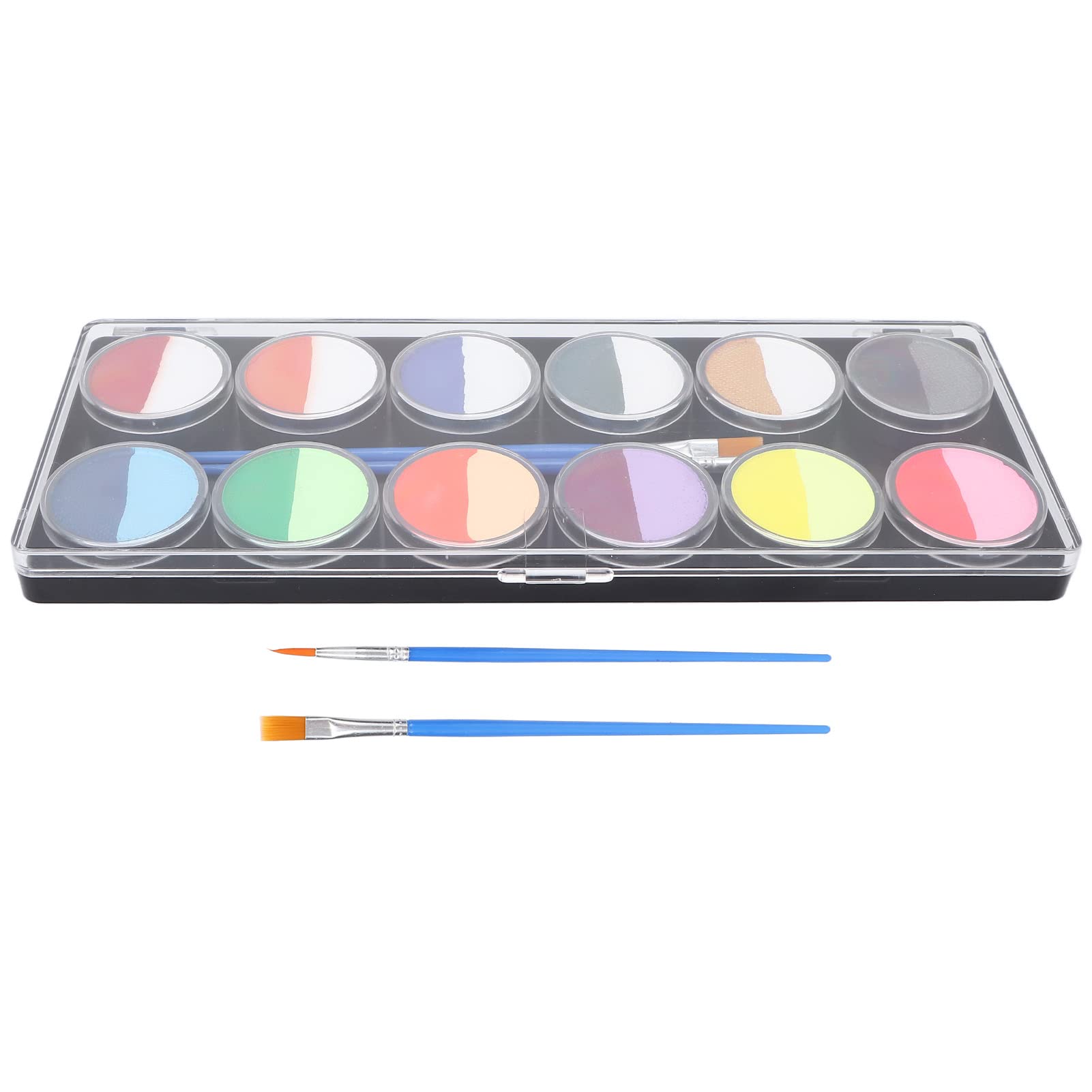 12Pcs 10G Face & Body Painting Kit with 2 Brushes - Vibrant Cosplay Makeup Pigment Set for Halloween, Christmas Parties & Costume Events - Perfect for Kids, Adults & Professional Artists