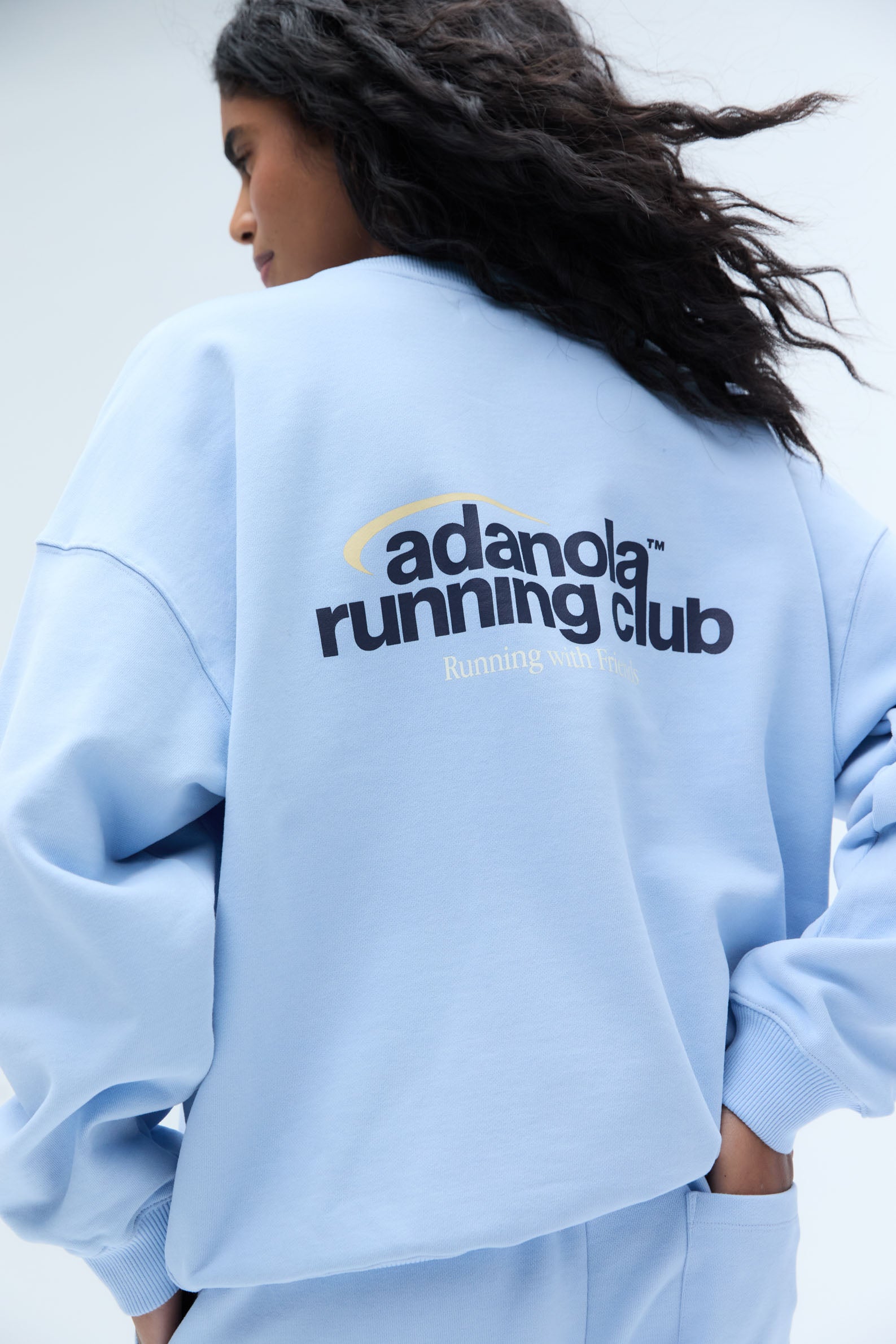Adanola Women's Oversized Running Sweatshirt - Soft Athletic Pullover Hoodie for Jogging & Gym - Powder Blue Casual Loungewear for Workouts & Streetwear Fashion