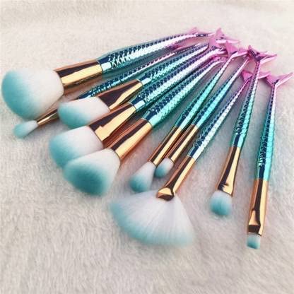 KAARM FISH TAIL Makeup Brush Set - 12-Piece Professional Foundation, Blending, Powder, Eyeshadow & Concealer Brush Kit with Rainbow Design | Perfect for Makeup Artists, Beginners & Travel Makeup Application