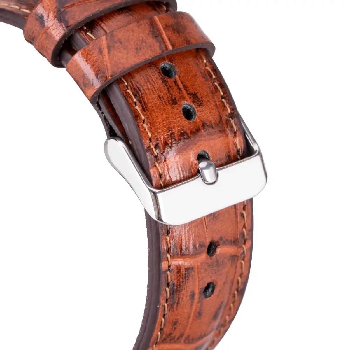 Genuine Brown Crocodile Pattern Leather Apple Watch Band - Stylish & Durable Replacement Strap for Work, Gym & Everyday Wear