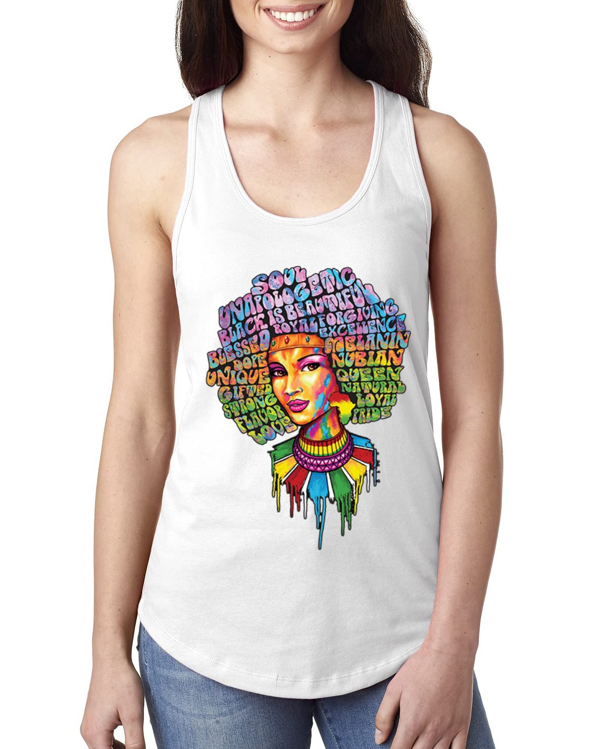 Black Pride Strong Woman Racerback Tank Top for Women - Gym & Casual Wear
