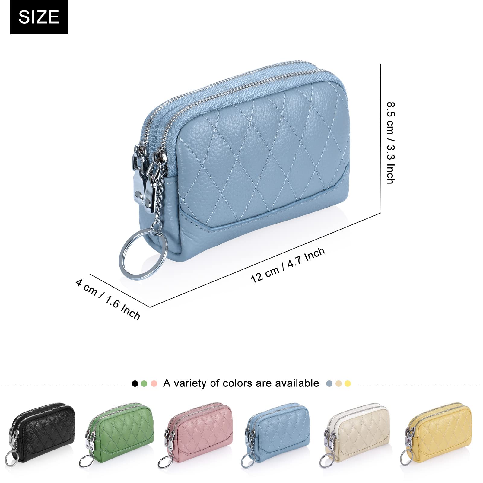 Genuine Leather Small Coin Purse Wallet for Women - Compact Change Holder with Keychain Ring - Perfect for Keys, Coins & Cards | Travel, Shopping & Everyday Use