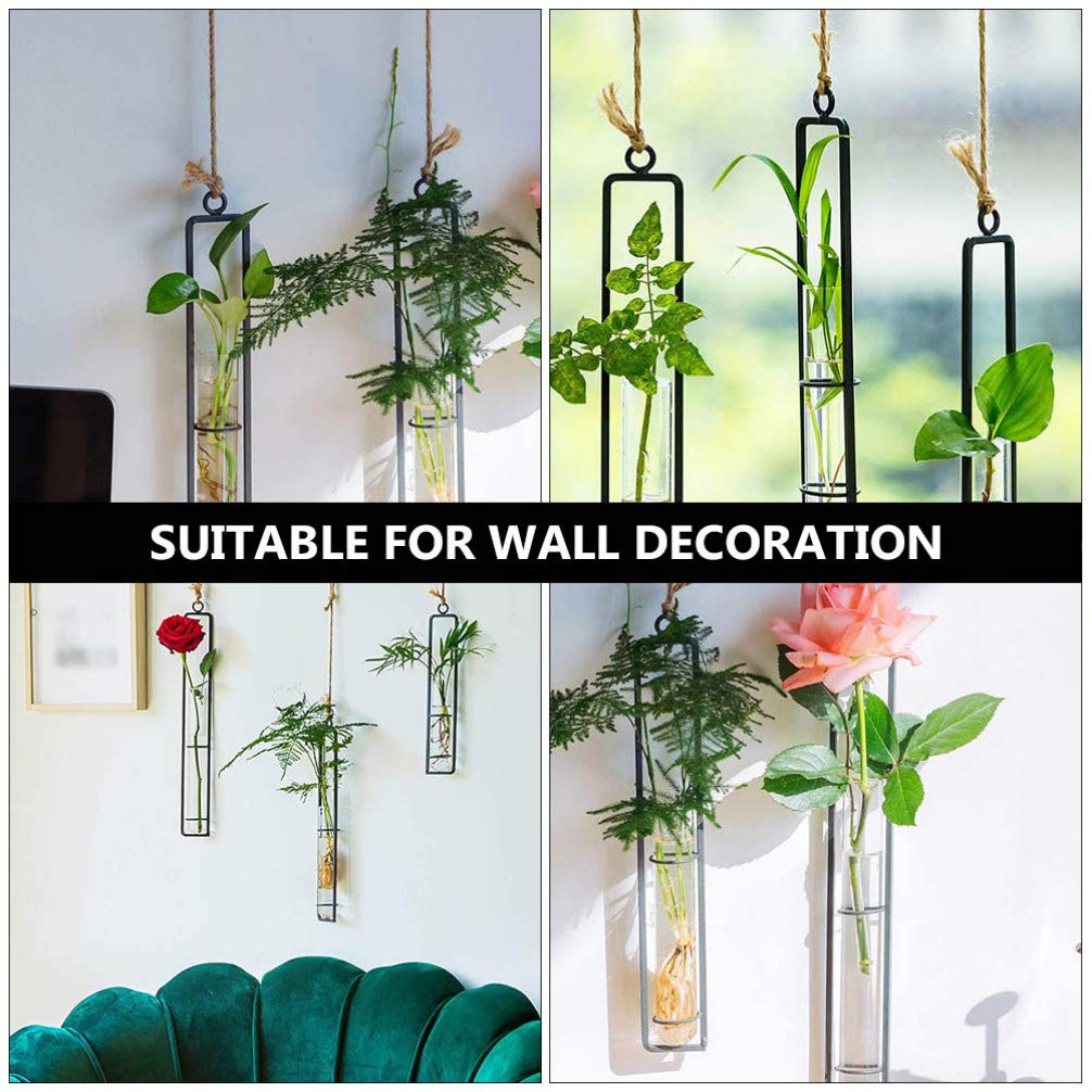 Hemoton 3-Pack Wall Mounted Glass Terrarium Vases - Clear Hanging Hydroponic Planters for Air Plants, Succulents & Flowers | Modern Home Decor for Living Room, Bedroom & Office | Includes Iron Wall-Mounted Brackets