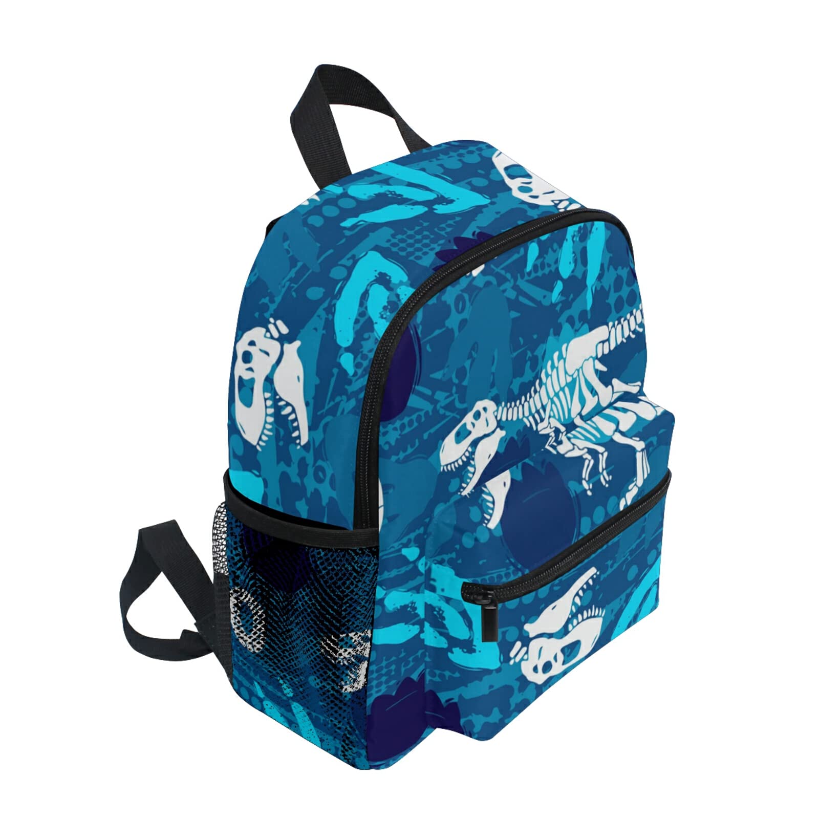Dinosaur Kids Backpack for Boys - Cute Tyrannosaurus Bones & Footprints Design, Toddler School Bags for Preschool & Kindergarten with Adjustable Chest Strap - Perfect for Daycare, Travel & Outdoor Adventures