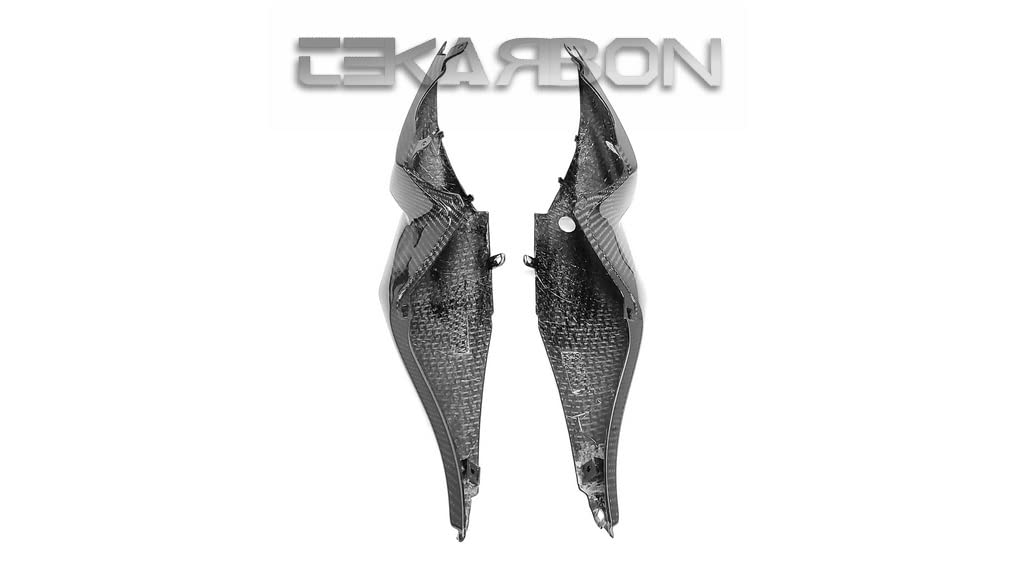 Kawasaki ZX6R (2009-2012) Carbon Fiber Tail Side Fairings Replacement - 2x2 Twill Weave for Motorcycle Body Protection & Style Enhancement