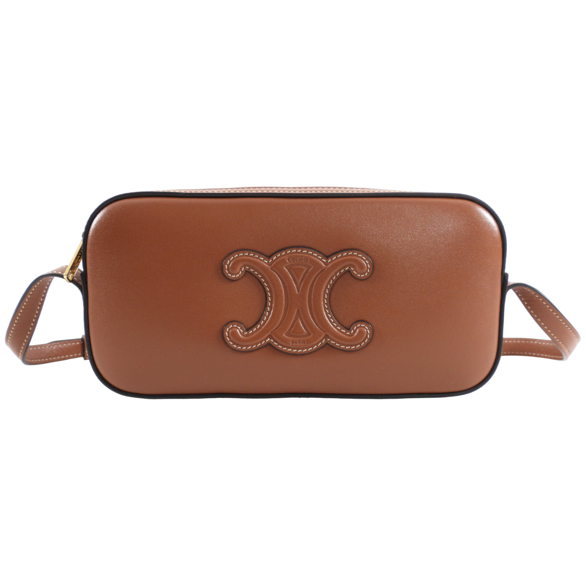 Celine Brown Mini Camera Triomphe Shoulder Bag for Women | Genuine Leather Crossbody Purse | Perfect for Date Night, Travel & Everyday Use
