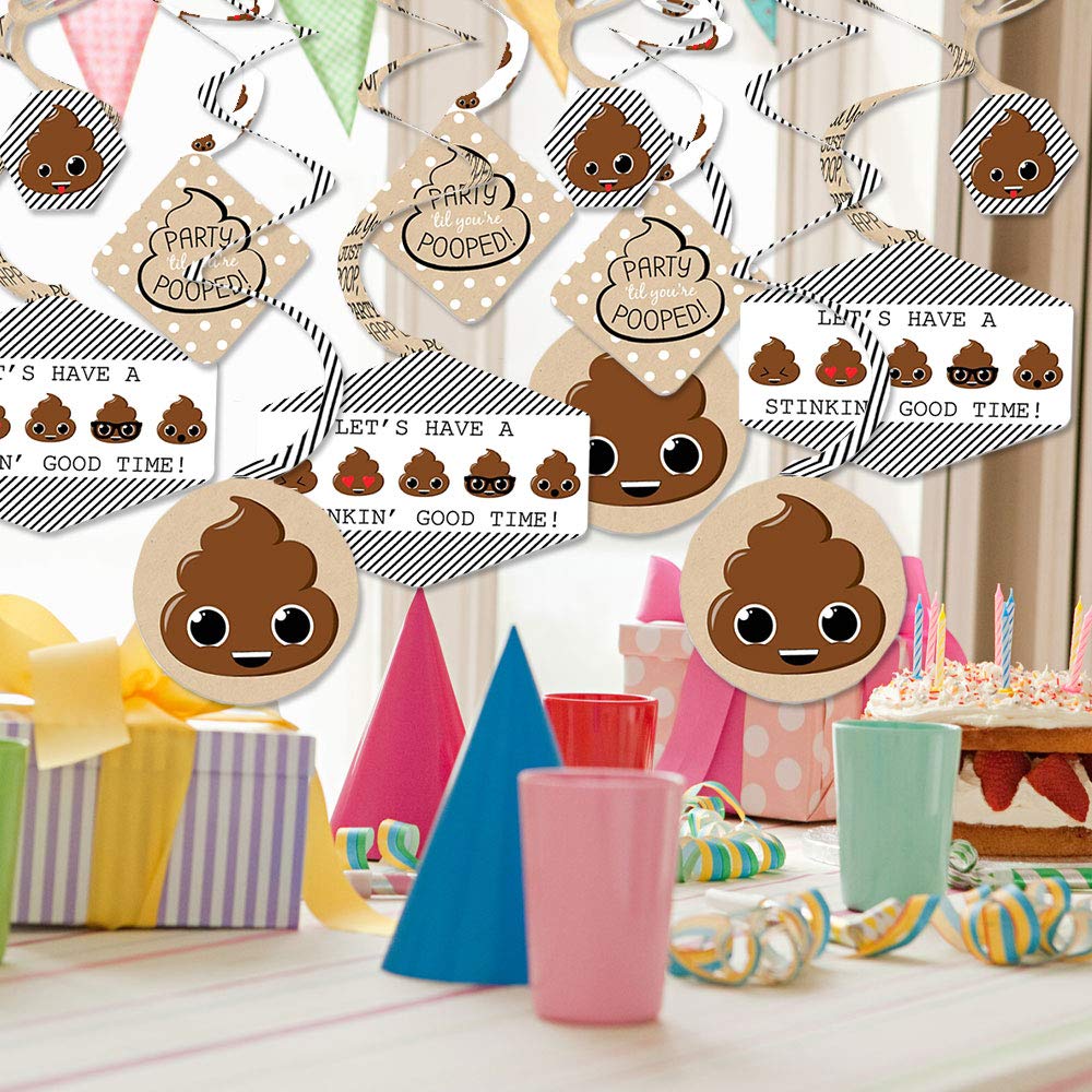 Poop Emoji Party Decorations - Set of 40 Hanging Swirls for Birthday & Funny Theme Parties - Perfect for Kids, Teens & Adult Humor Events