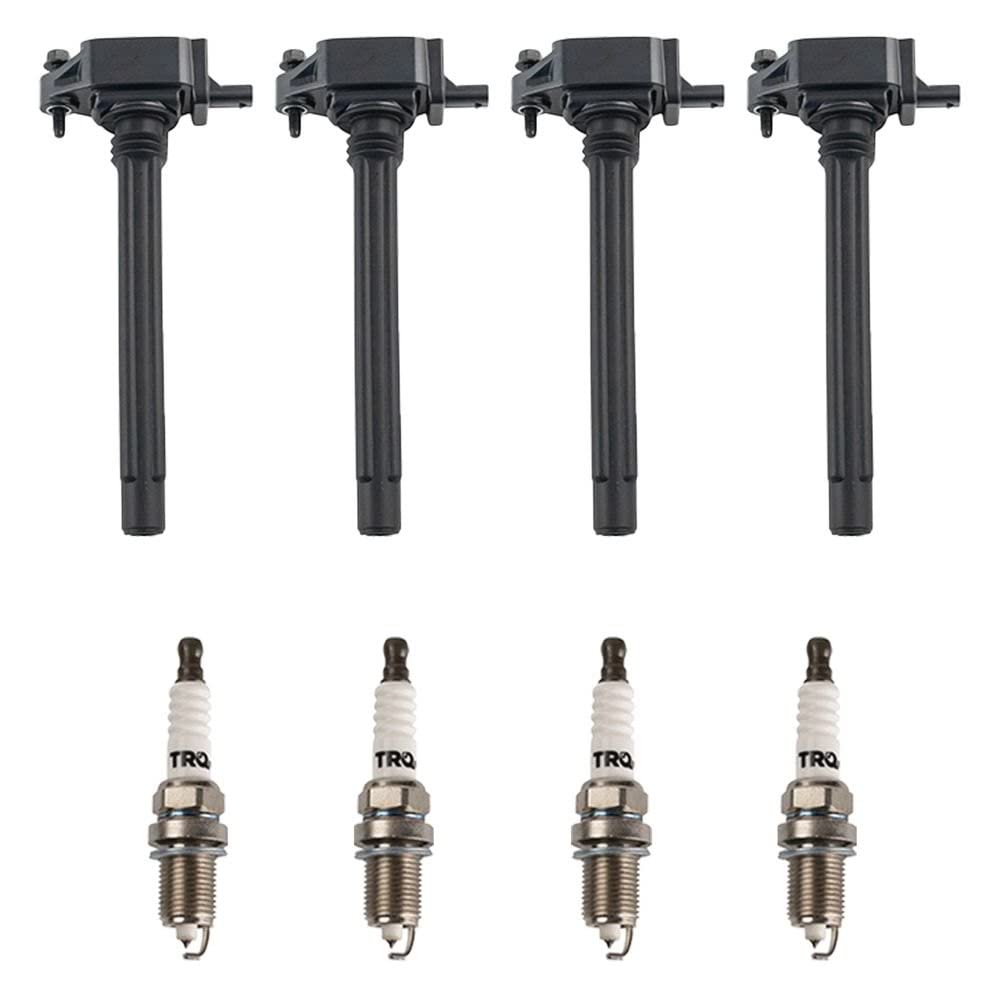 TRQ Ignition Coil & Iridium Spark Plug Kit Set for 2017 Jeep Compass 2.4L - High Performance Replacement Parts - Improve Engine Power & Fuel Efficiency - Perfect for Off-Roading & Daily Commuting
