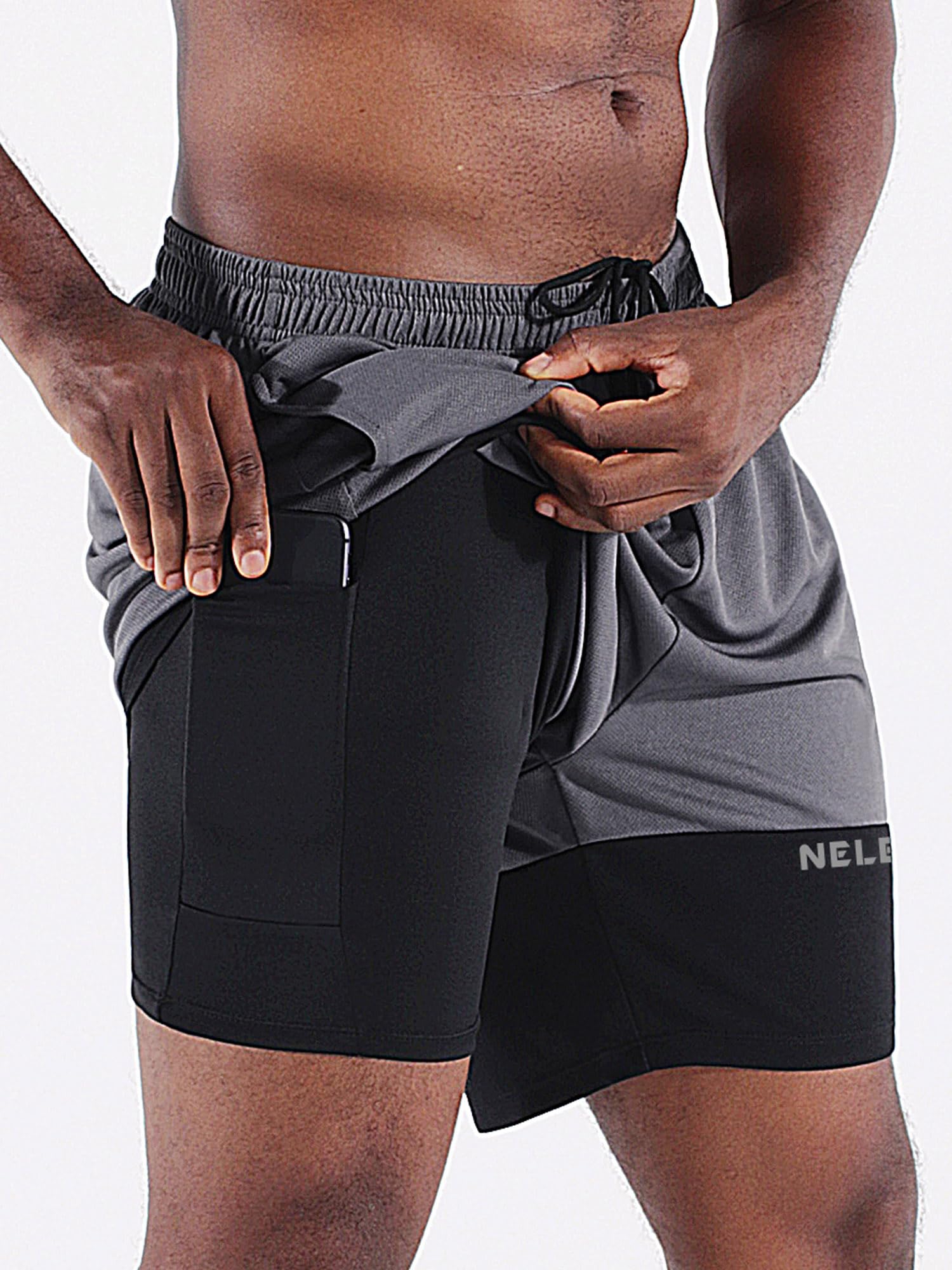 NELEUS Men's 2-in-1 Running Shorts with Built-in Liner - Quick Dry Athletic Workout Shorts with Pockets for Gym, Jogging & Outdoor Activities