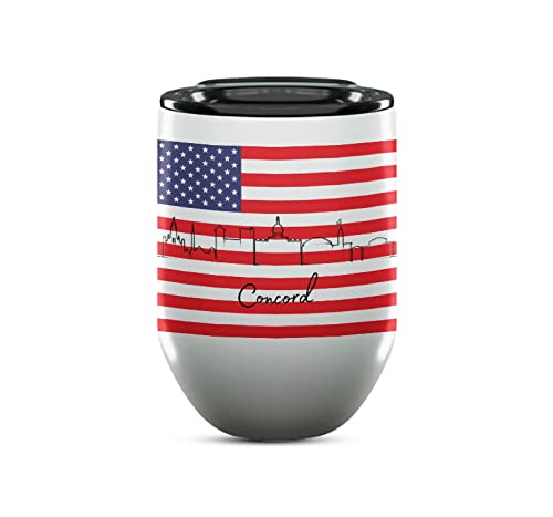 12oz Custom Personalized Wine Tumbler - Concord New Hampshire Themed Keepsake Gift, Spill Resistant & Durable for Women | Perfect for Birthday Presents, Wine Tasting Parties & Outdoor Picnics