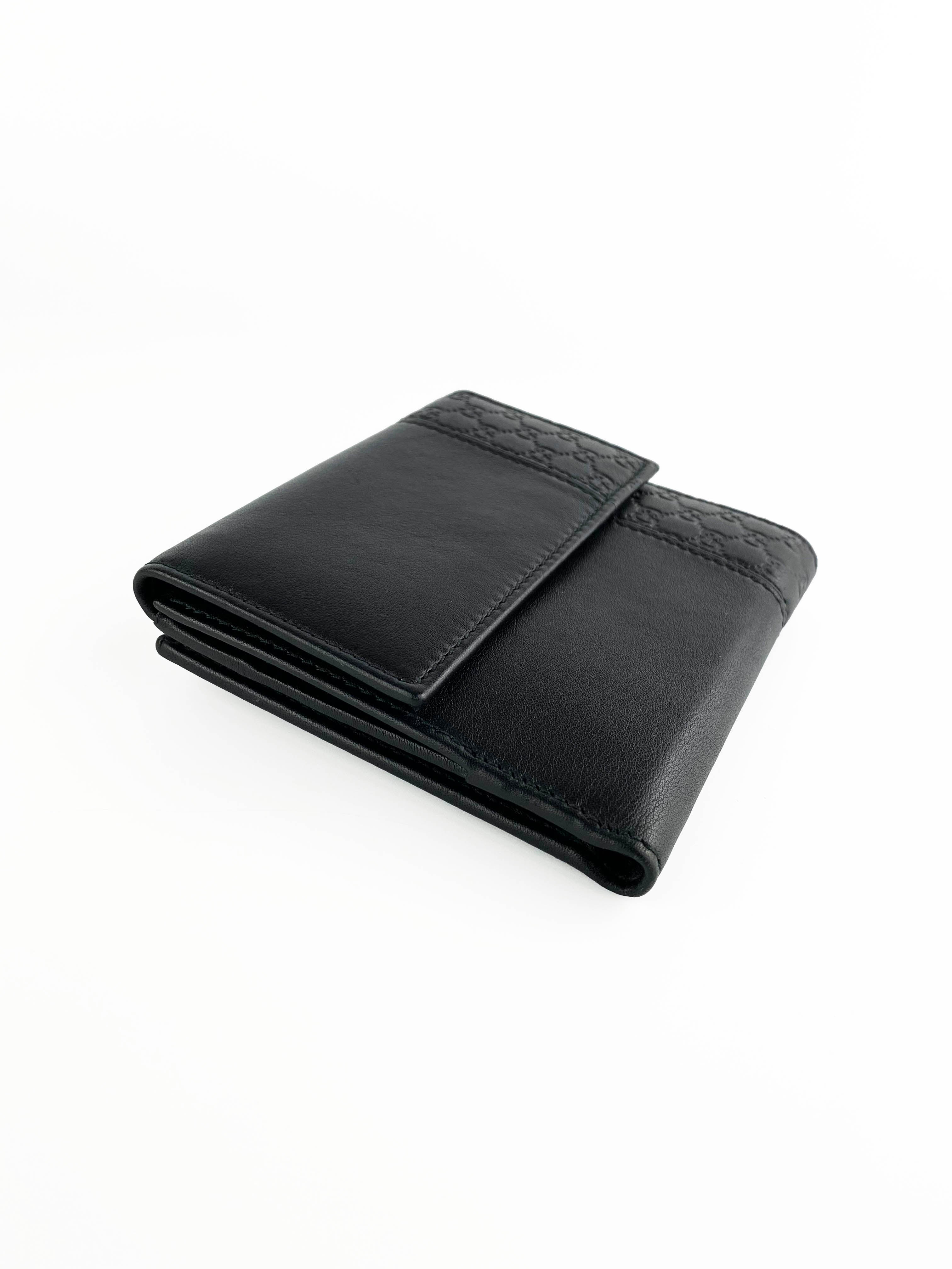 Gucci Black Compact Wallet for Women - Slim RFID Blocking Leather Card Holder - Perfect for Travel, Everyday Use & Gift Giving