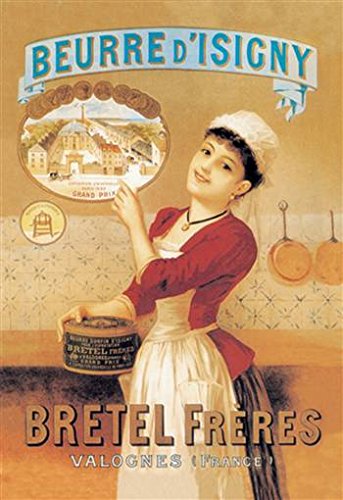 Peel & Stick Wall Decal - Beurre d'Isigny Bretel Freres (12x18 Inch) - Removable French Butter Art Sticker for Kitchen, Cafe & Home Decor
