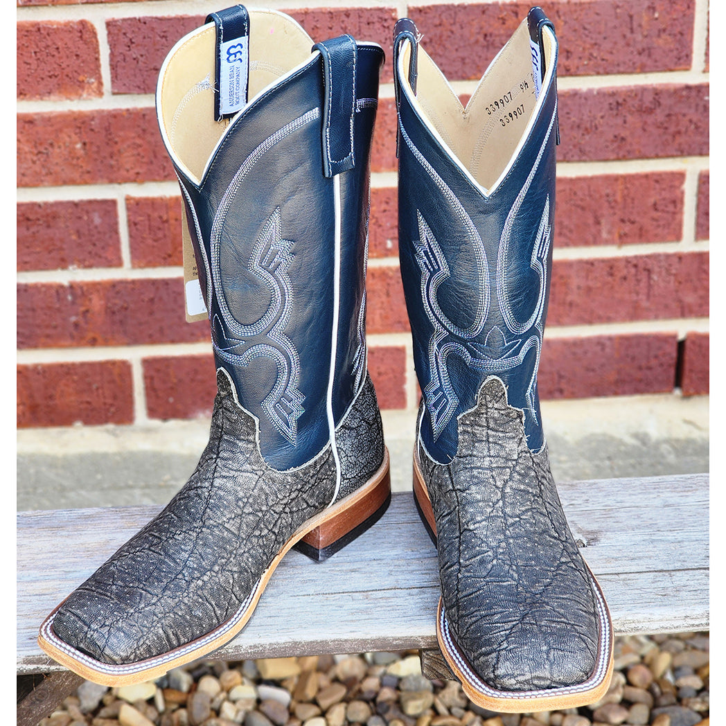 Anderson Bean Men's Granite Safari Blue Elephant Cowboy Boots - Western Style Leather Boots for Men, Comfortable & Durable for Riding, Work, and Outdoor Adventures