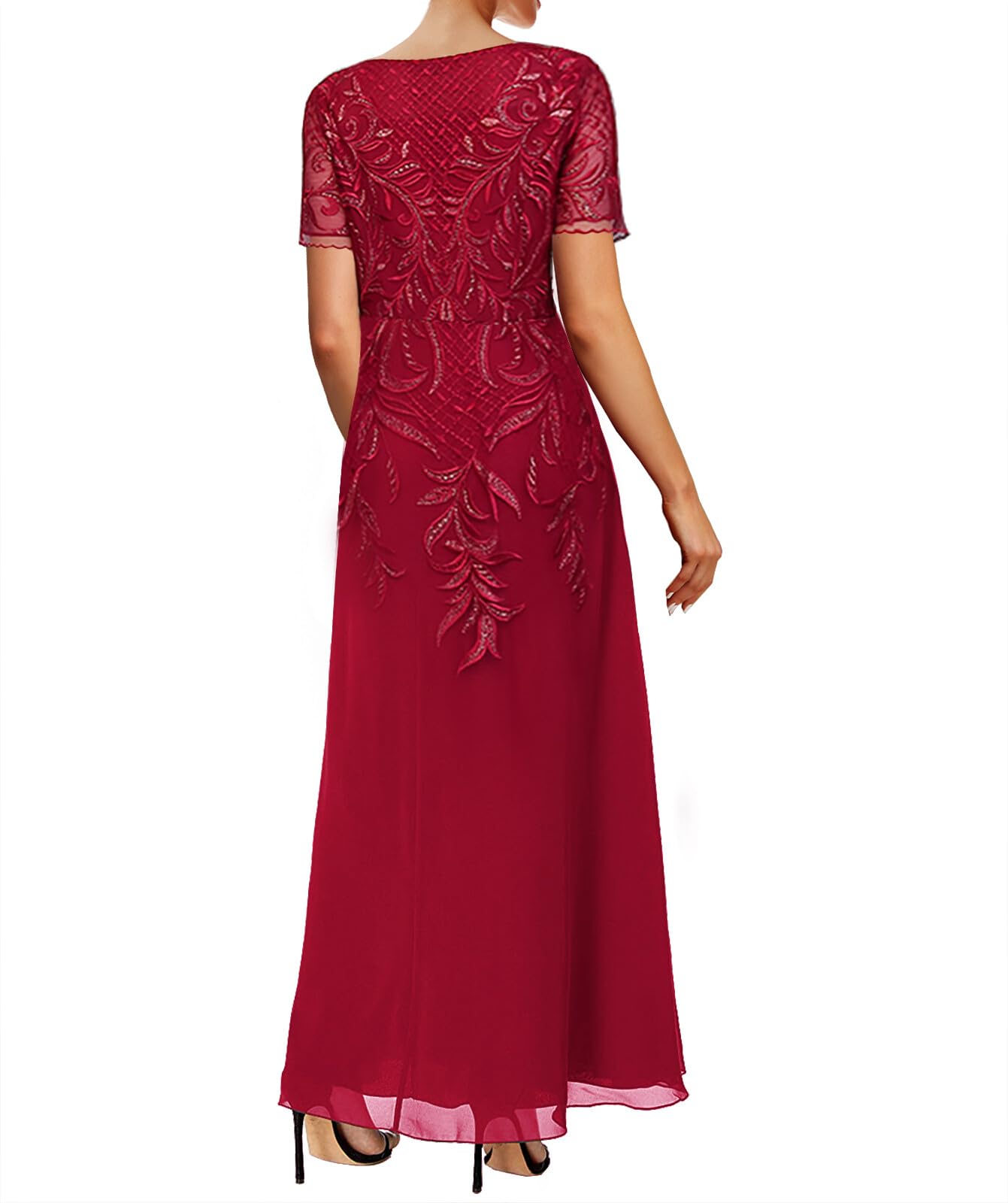 JAEDEN Elegant Mother of The Bride Lace Dress 2025 - Tea Length Chiffon Formal Evening Gown for Weddings, Parties & Special Occasions