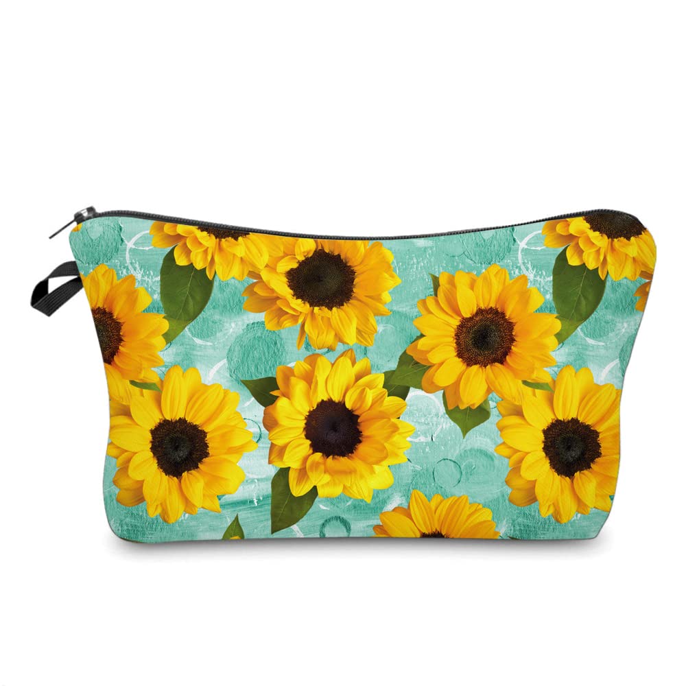 Waterproof Cosmetic Bag for Women & Girls - Large Roomy Makeup Organizer Pouch, Travel Toiletry Case, Perfect Gift (Sunflower) | Ideal for Travel, Gym, Daily Use & Storage