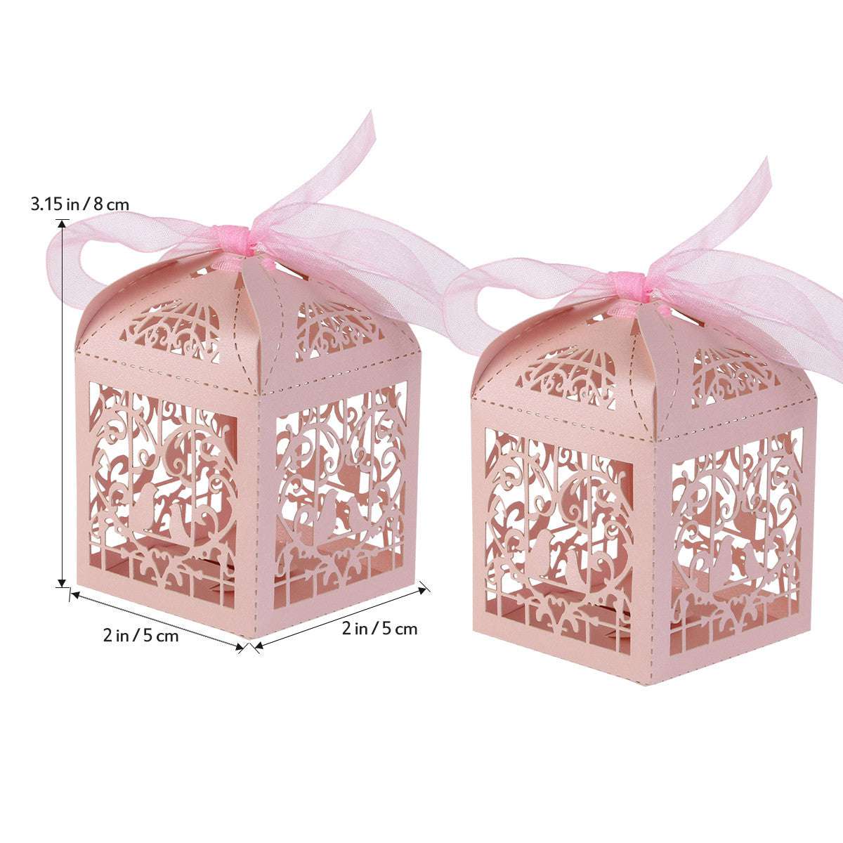 100-Piece Pink Dove & Heart Baby Shower Favors - Elegant Bomboniere Candy Gift Box for Birth Naming Ceremonies, Christenings & Special Celebrations - Perfect for Wedding Party Favors, Bridal Showers & Baby Gender Reveals