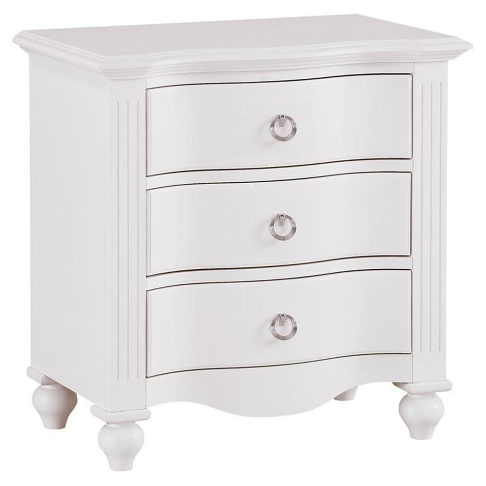 Pemberly Row 3-Drawer Nightstand with Dovetail Joints - Solid Wood Bedside Table in White Finish | Perfect for Bedroom, Guest Room & Home Decor