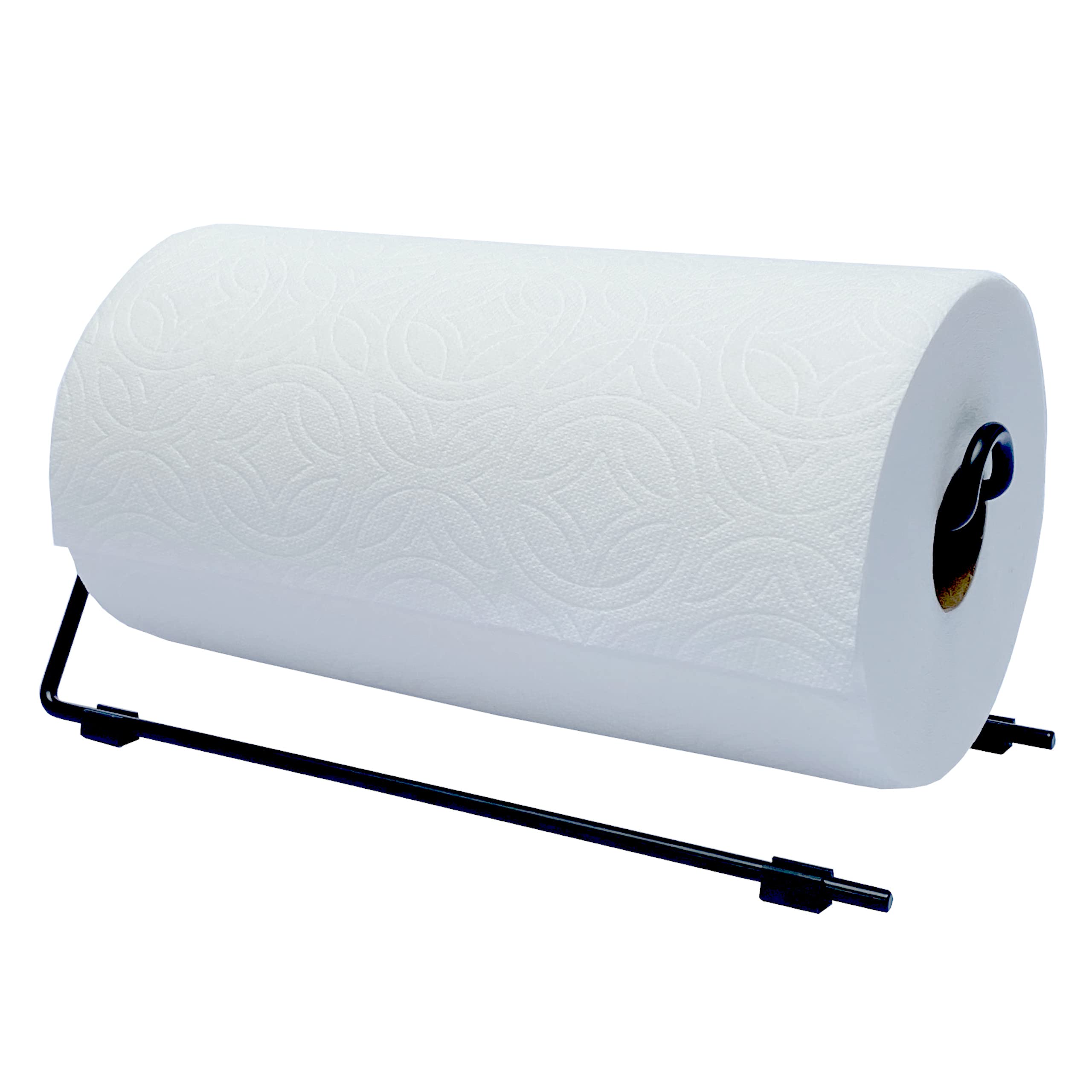 Black Horizontal Countertop Paper Towel Holder - Space-Saving Kitchen Organizer for Countertops, Under Cabinets & Small Spaces - Perfect for Home, Office & RV Use