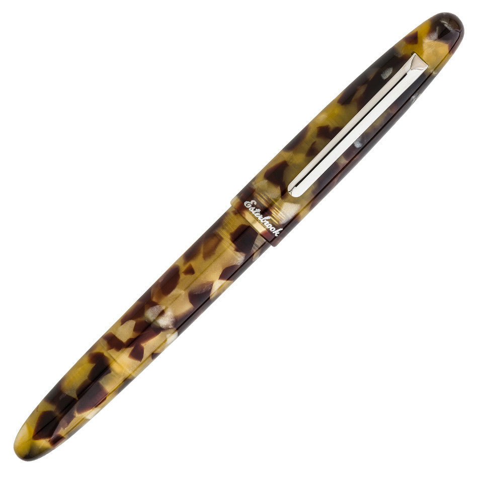 Esterbrook Estie Fountain Pen - Tortoise Shell Design with Chrome Trim - Premium Writing Instrument for Calligraphy, Journaling & Office Use