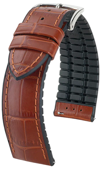 Hirsch Paul Genuine Leather Watch Strap 24mm Golden Brown - Classic Replacement Band for Men's Watches, Perfect for Dress, Business & Casual Wear