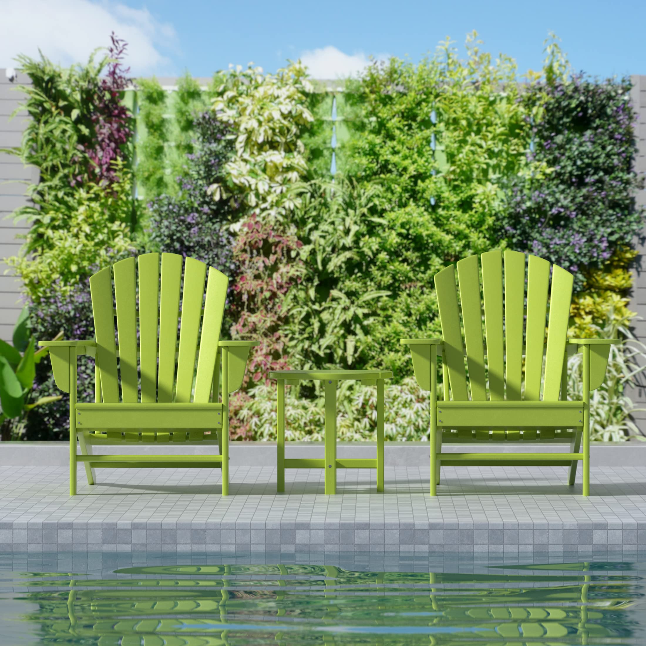 Outdoor Adirondack Chairs Set with Side Table - Beach & Garden Furniture