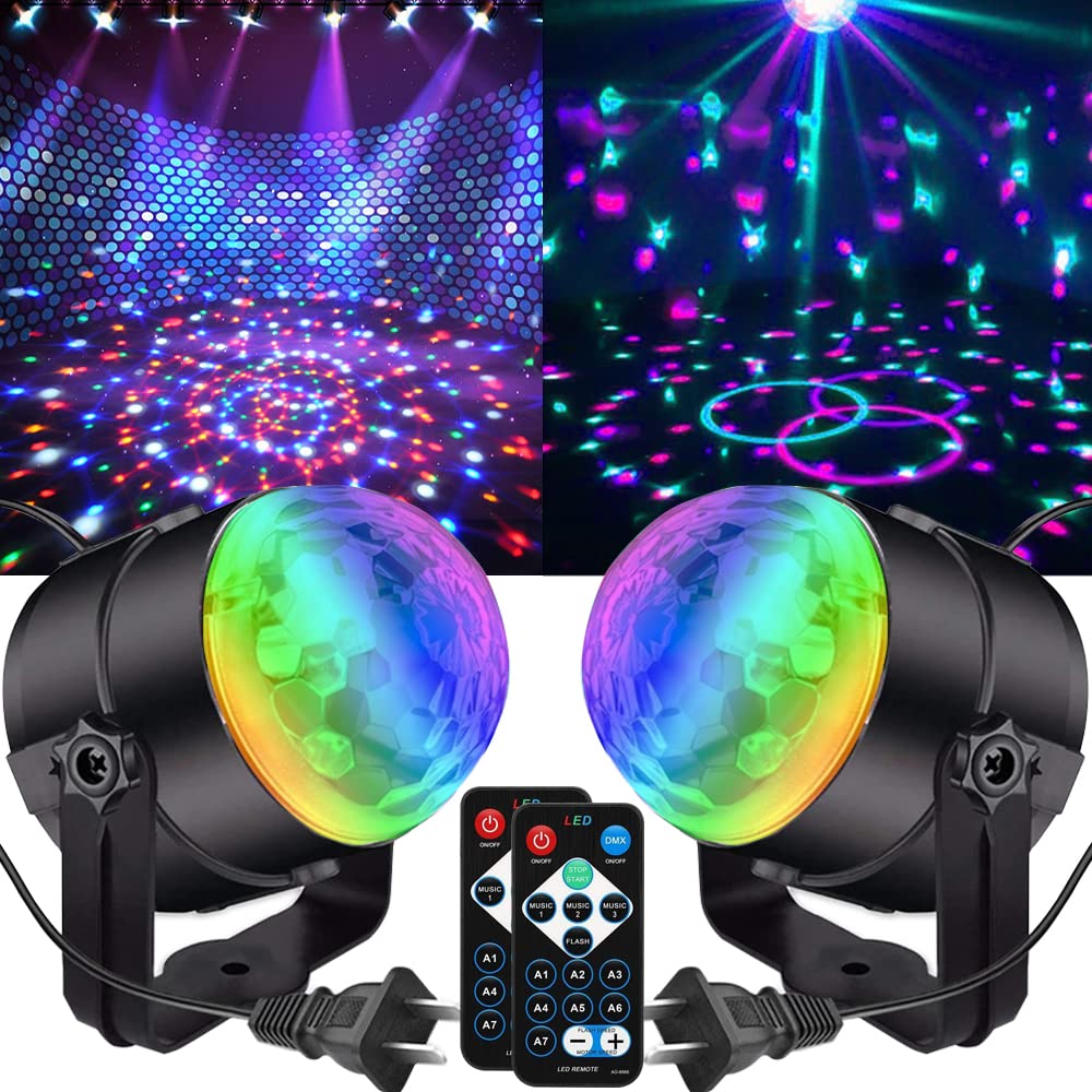 2-Pack Party Disco Ball Lights with Remote Control - 7 Color Changing DJ Stage Strobe Lights for Home, Birthday, Wedding, Bar & Club Events - Perfect for Dance Parties, Christmas Celebrations & Kids Room Decor