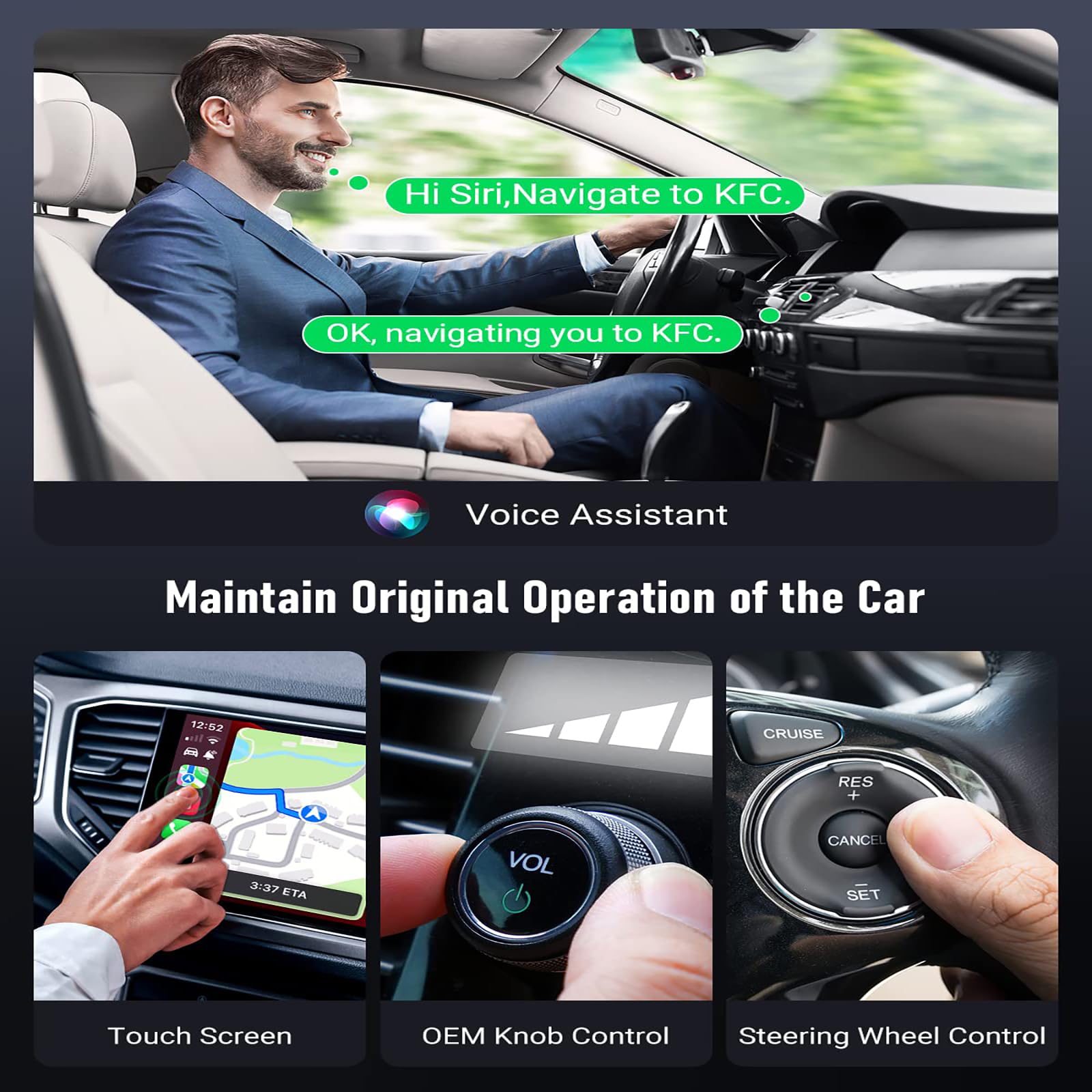 Wireless CarPlay Adapter for iPhone - Convert Wired to Wireless CarPlay Dongle | Plug & Play | Compatible with Cars 2015+ & iOS 10+ | Black | Perfect for Hands-Free Driving & Seamless Music Streaming