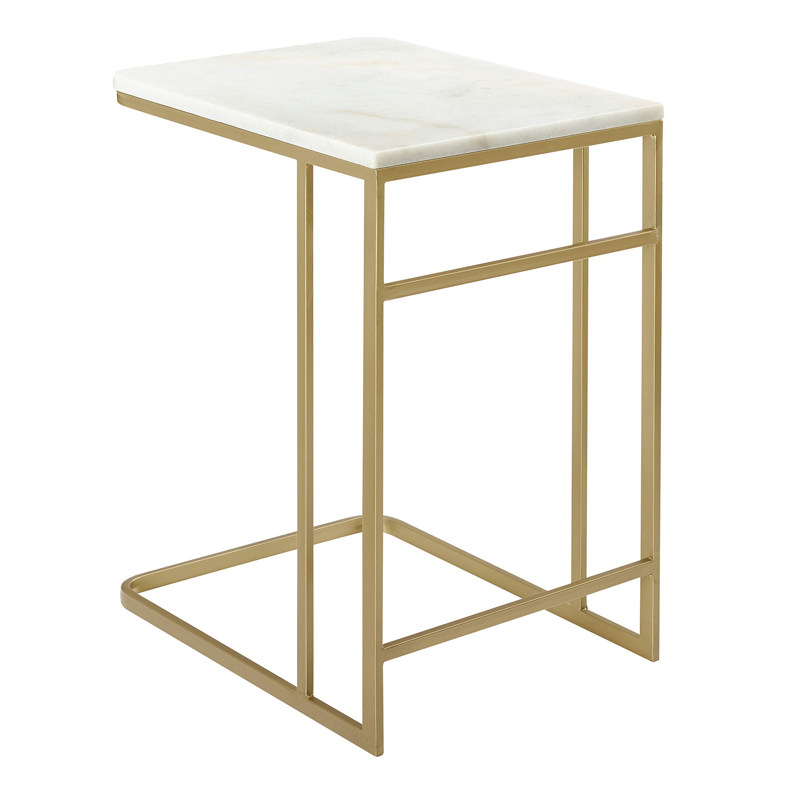 SEI Furniture Fallon Marble Coffee Table with Gold Metal Base - Modern Living Room Accent Table for Small Spaces, Home Decor & Entertaining