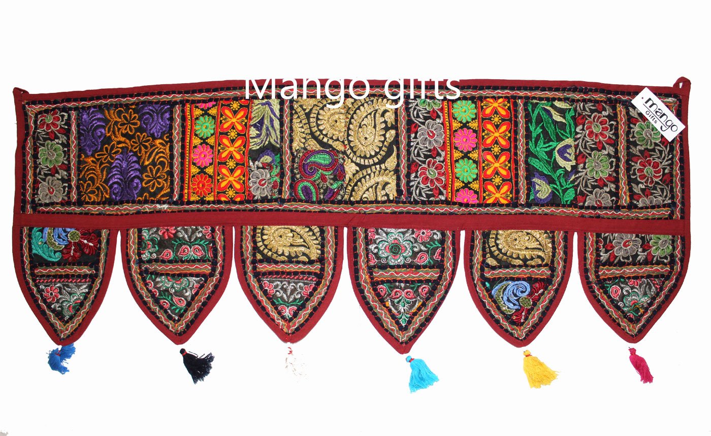 Handmade Indian Embroidered Toran Tapestry - Ethnic Door Hanging Garland for Home Decor | Perfect for Diwali, Weddings & Boho Interior Design