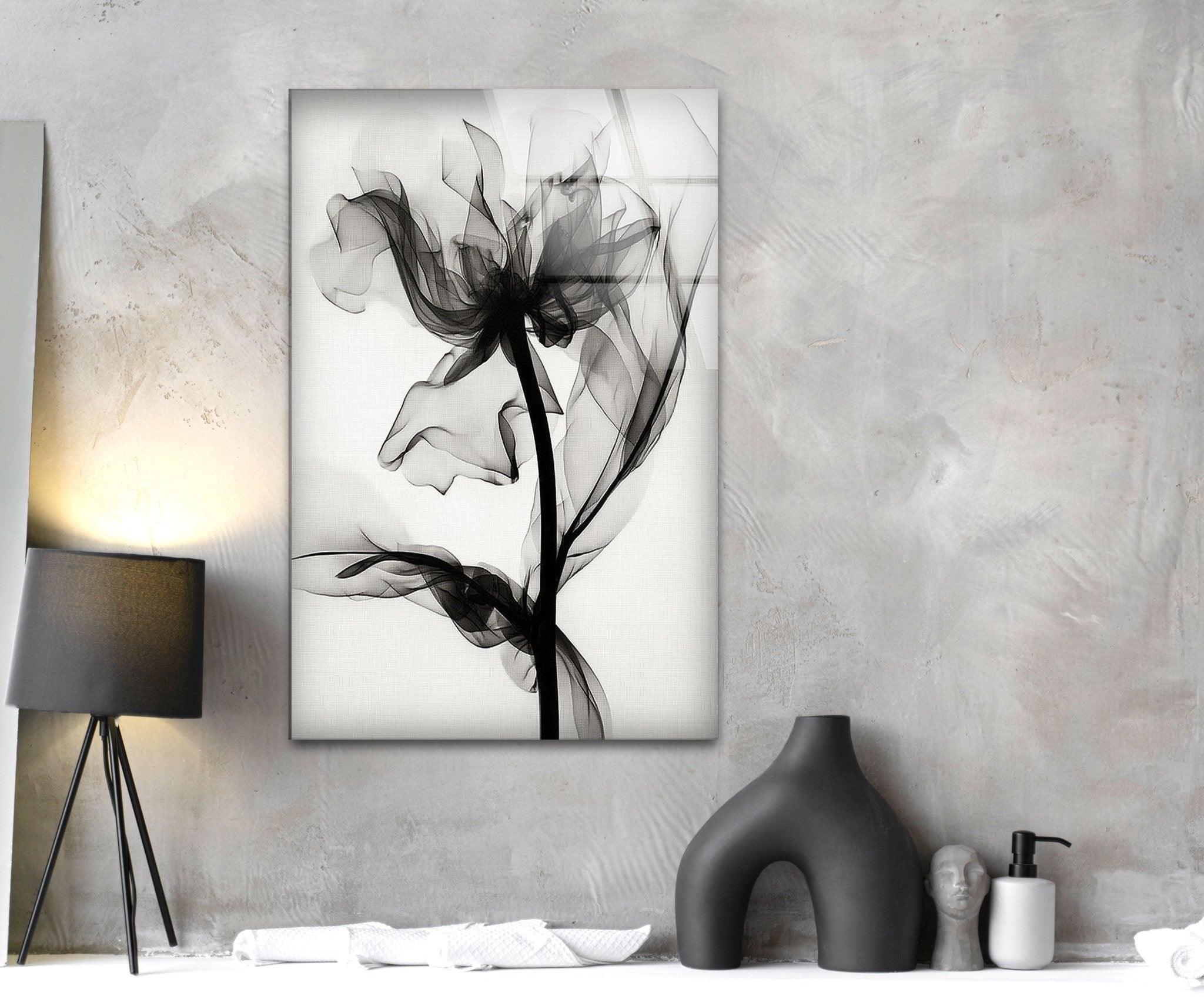 Albert Koetsier Black Rose X-ray Glass Wall Art - Elegant Home Decor for Living Room, Bedroom & Office - Unique Gift Idea for Art Lovers