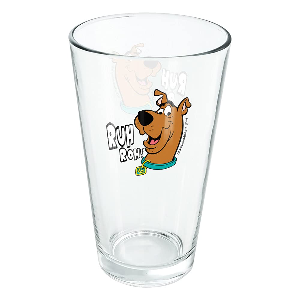 Scooby-Doo Ruh Roh 16 oz Pint Glass - Tempered Licensed Printed Design - Perfect Fan Gift for Beer, Soda, Water - Great for Parties, Home Bars & Collectibles