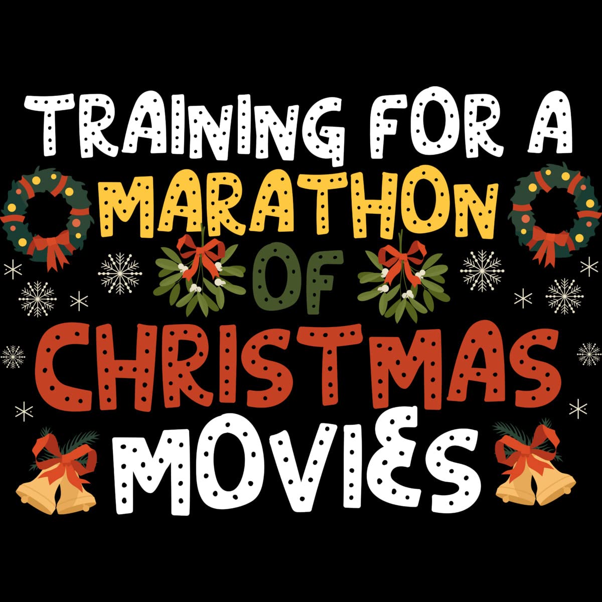 Design By Humans Junior's Marathon Christmas Movie Training T-Shirt - Soft Cotton Tee for Holiday Movie Nights & Festive Family Gatherings